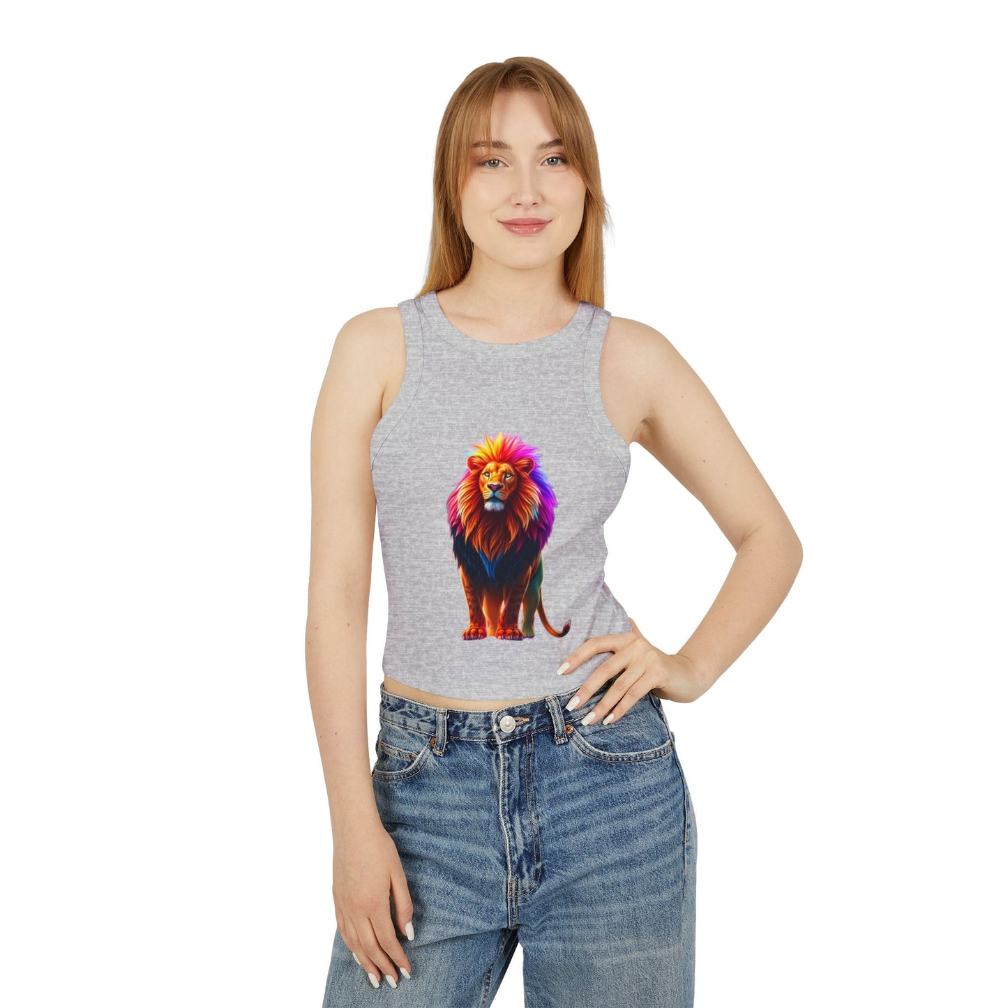 Women's Racer Tank Top — Colorful Pride Lion Graphic