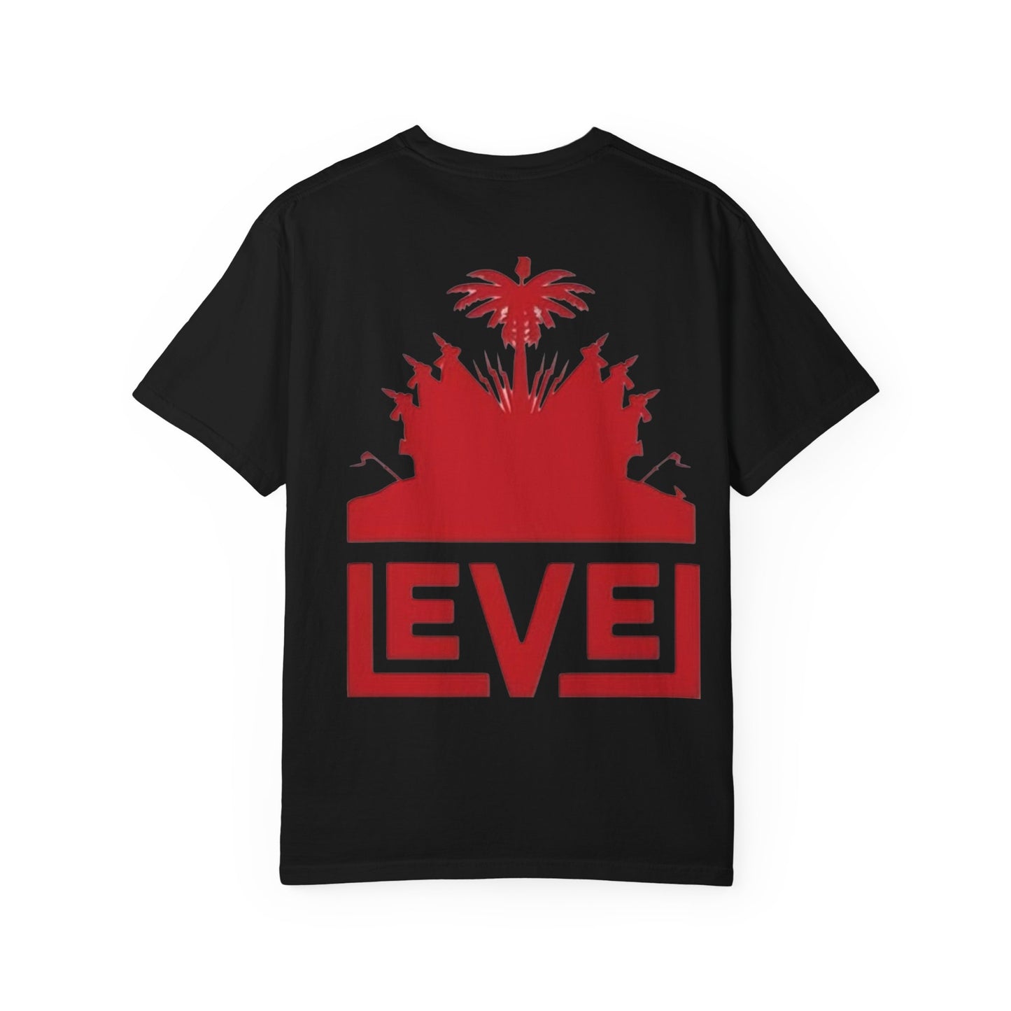 haiti Garment-Dyed T-Shirt with 'LEVEL' Design, Casual Wear, Street Style Tee, Gift for Gamers, Unique Graphic Shirt