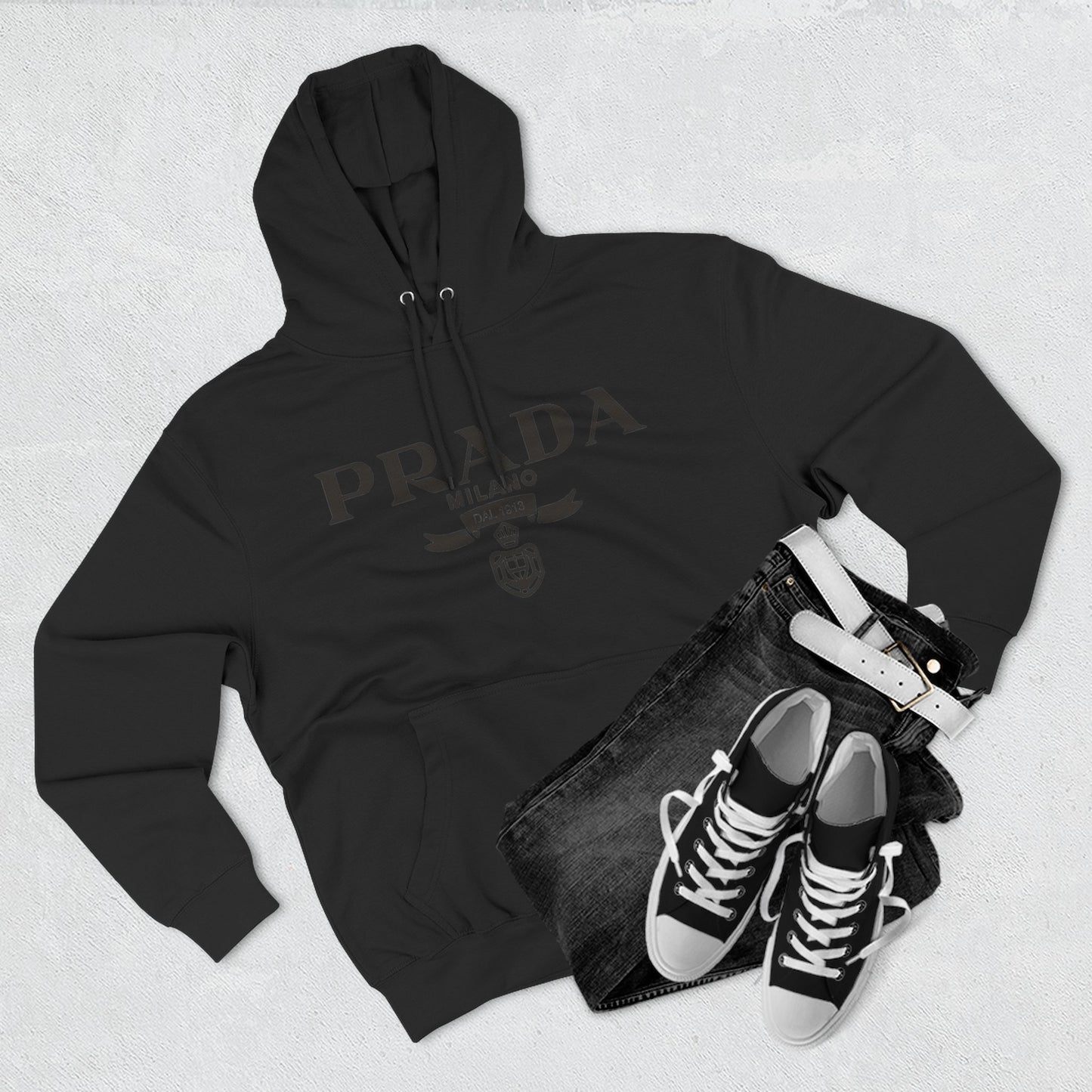 Designer Logo Hoodie - PRADA Milano Inspired Fleece Pullover