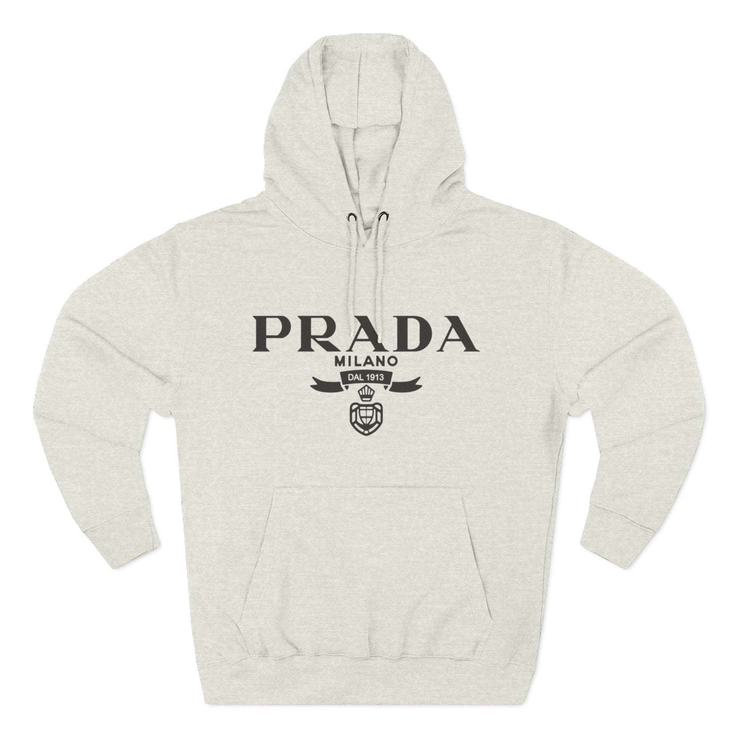 Designer Logo Hoodie — PRADA Milano Graphic Fleece Pullover