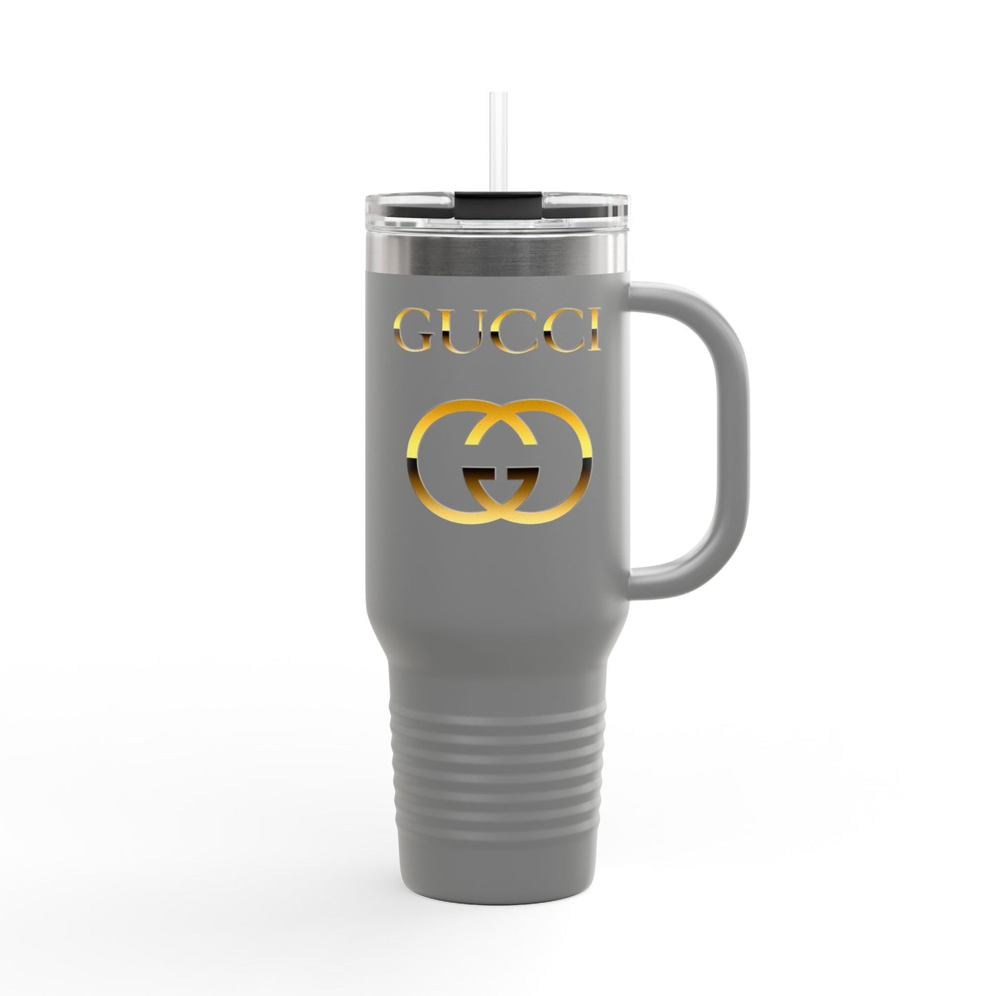 40oz Insulated Travel Mug — White Gold Designer Logo Tumbler