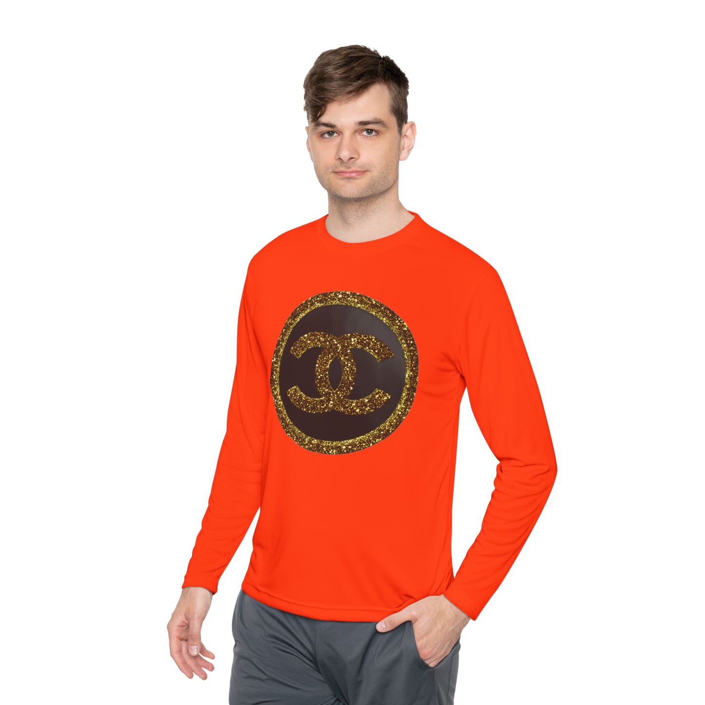 Gold Glitter Interlocking Logo Long Sleeve Tee