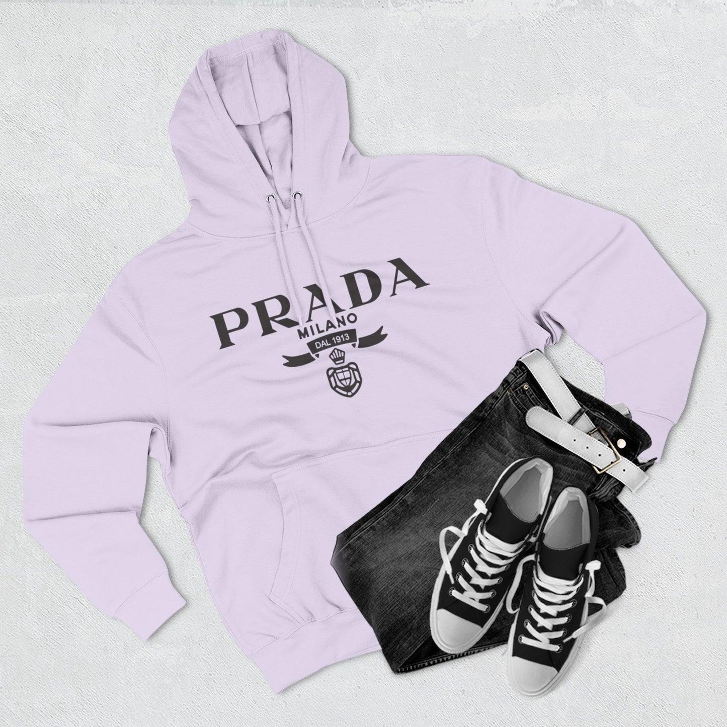 Designer Logo Hoodie - PRADA Milano Inspired Fleece Pullover