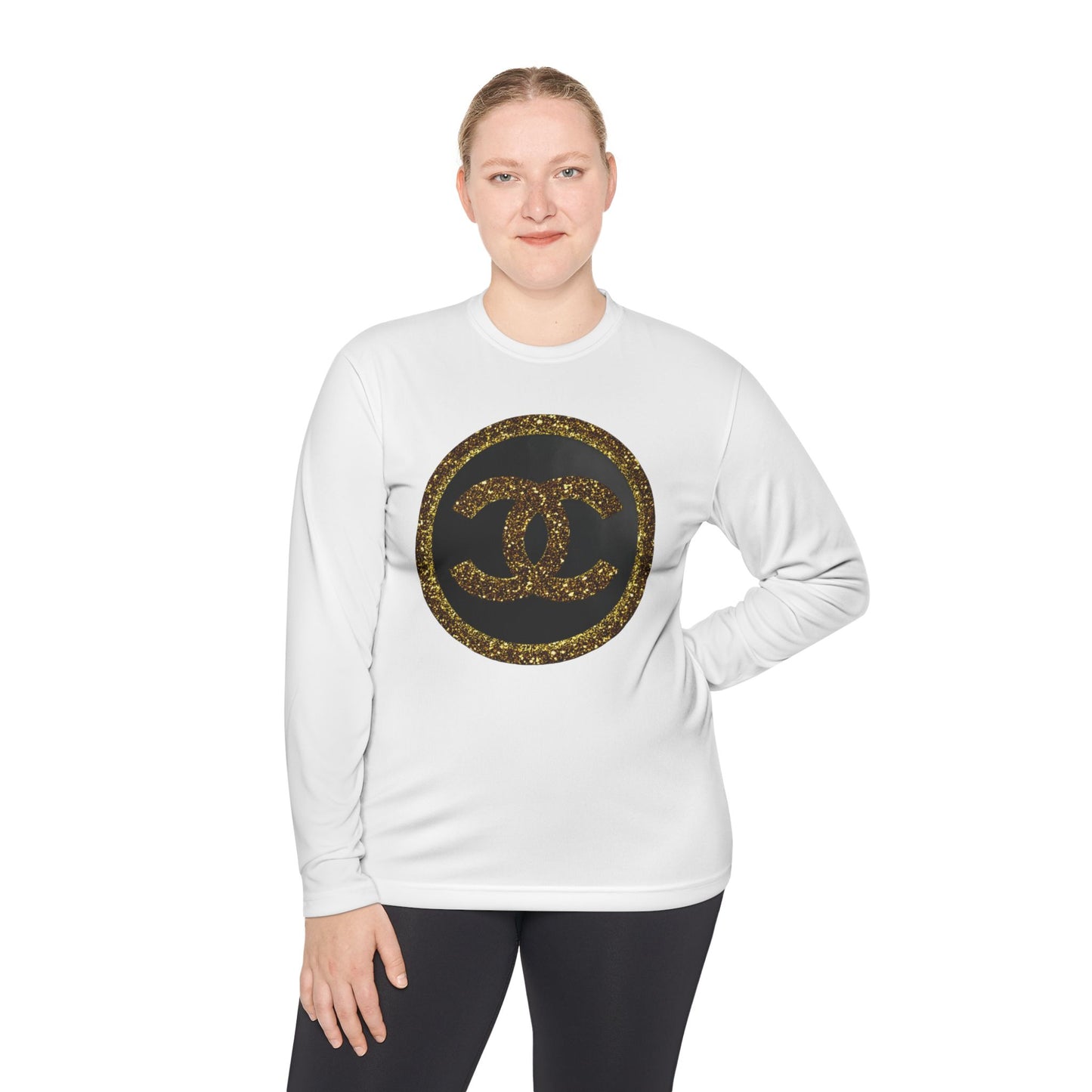 Gold Glitter Interlocking Logo Long Sleeve Tee