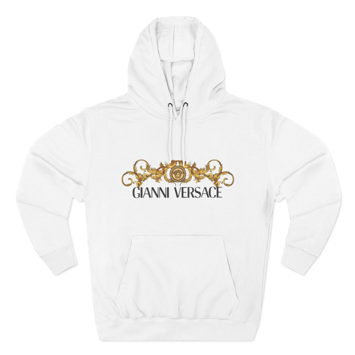 Gianni Versace Gold Baroque Logo Hoodie — Luxury Graphic Fleece Pullover