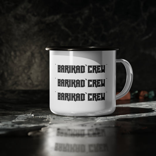 Enamel Camp Cup — Red Graffiti 'B3' Design with 'BARIKAD' Text