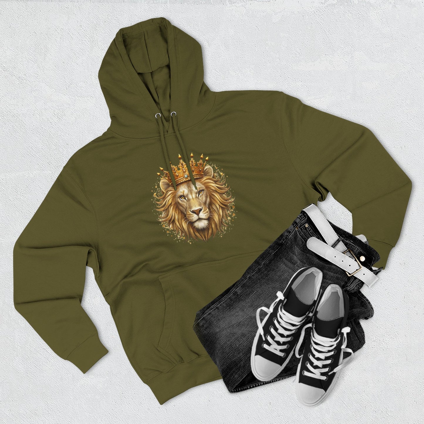 Lion with Crown Hoodie — Regal King Lion Graphic Sweatshirt