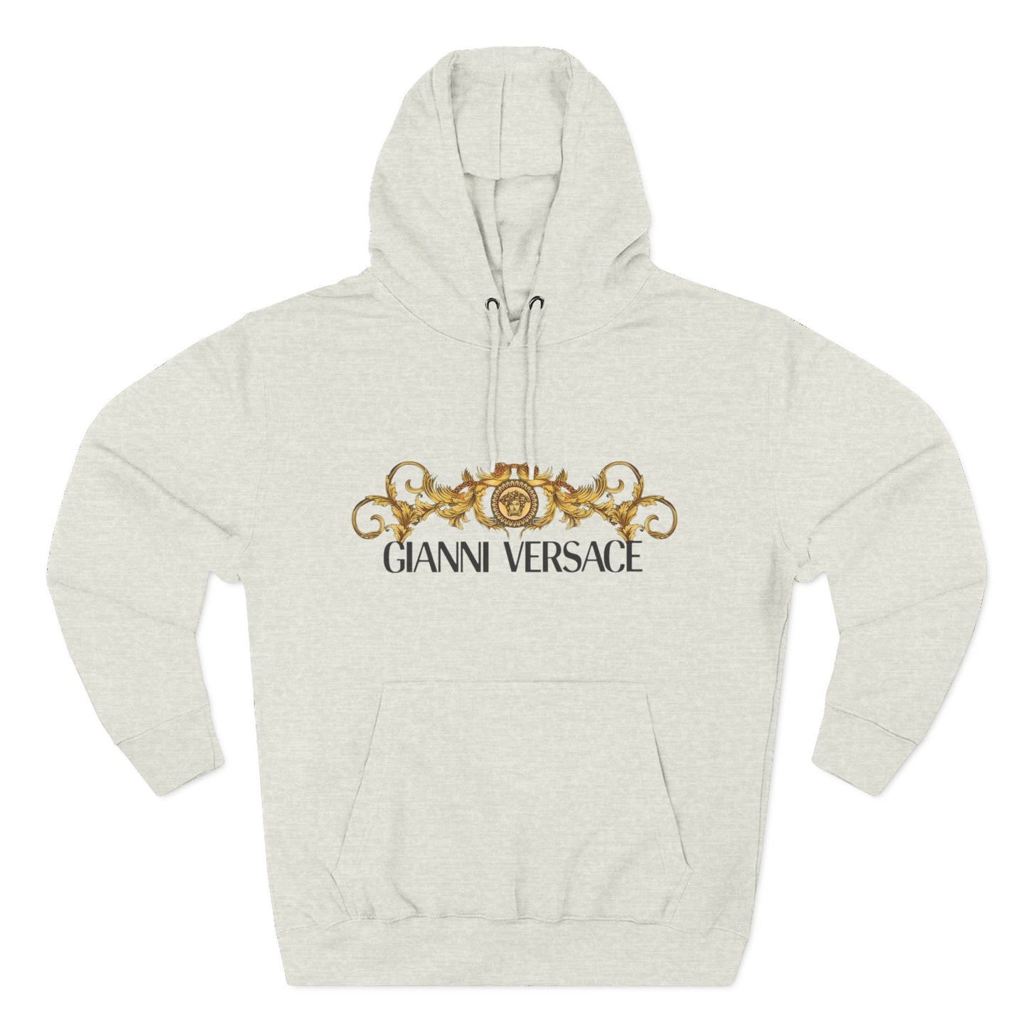 Gianni Versace Gold Baroque Logo Hoodie — Luxury Graphic Fleece Pullover
