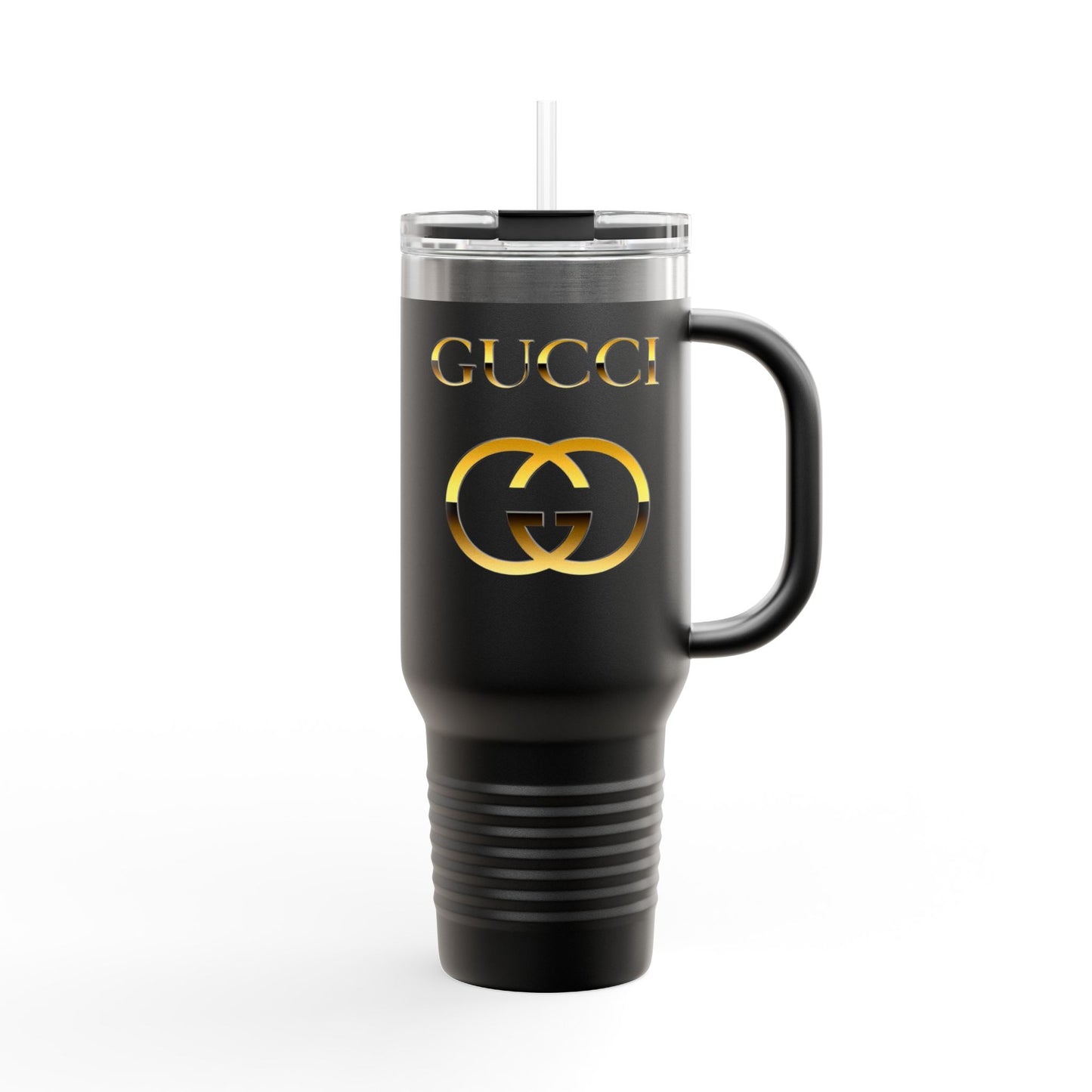 40oz Insulated Travel Mug — White Gold Designer Logo Tumbler