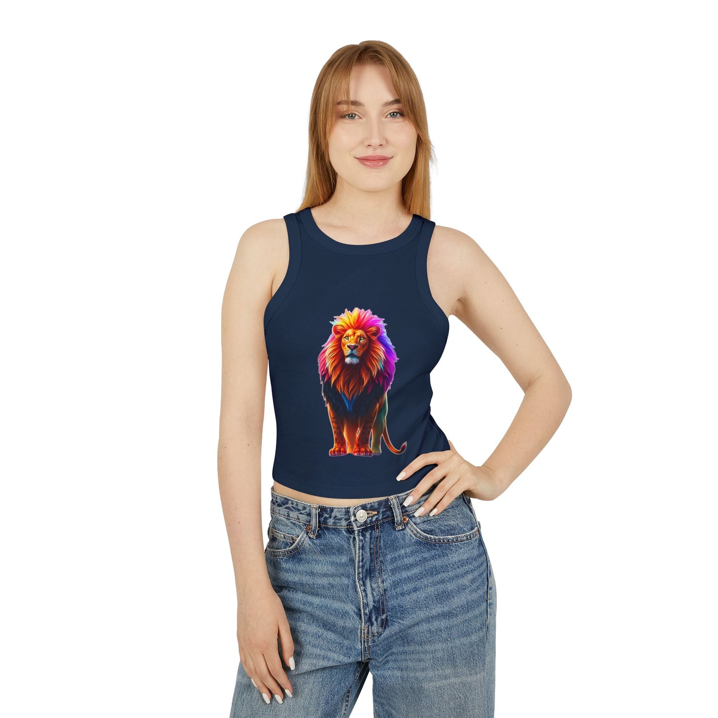 Women's Racer Tank Top — Colorful Pride Lion Graphic