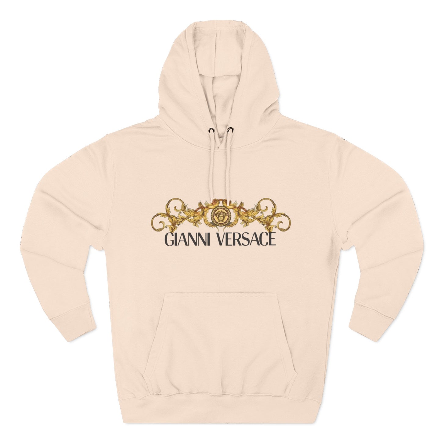 Gianni Versace Gold Baroque Logo Hoodie — Luxury Graphic Fleece Pullover