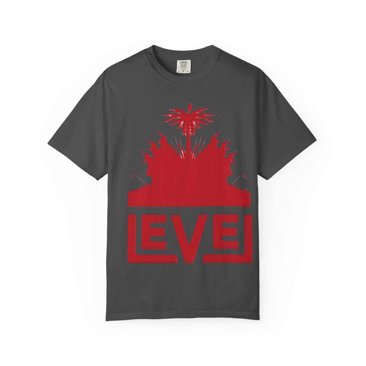 haiti Garment-Dyed T-Shirt with 'LEVEL' Design, Casual Wear, Street Style Tee, Gift for Gamers, Unique Graphic Shirt