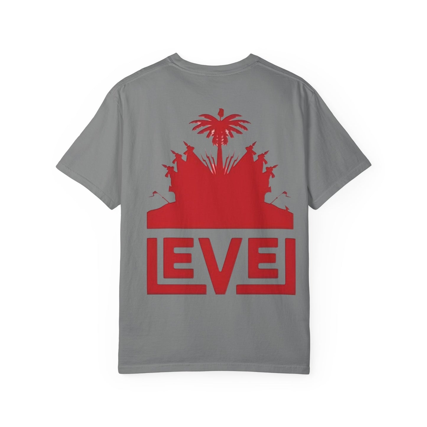 haiti Garment-Dyed T-Shirt with 'LEVEL' Design, Casual Wear, Street Style Tee, Gift for Gamers, Unique Graphic Shirt