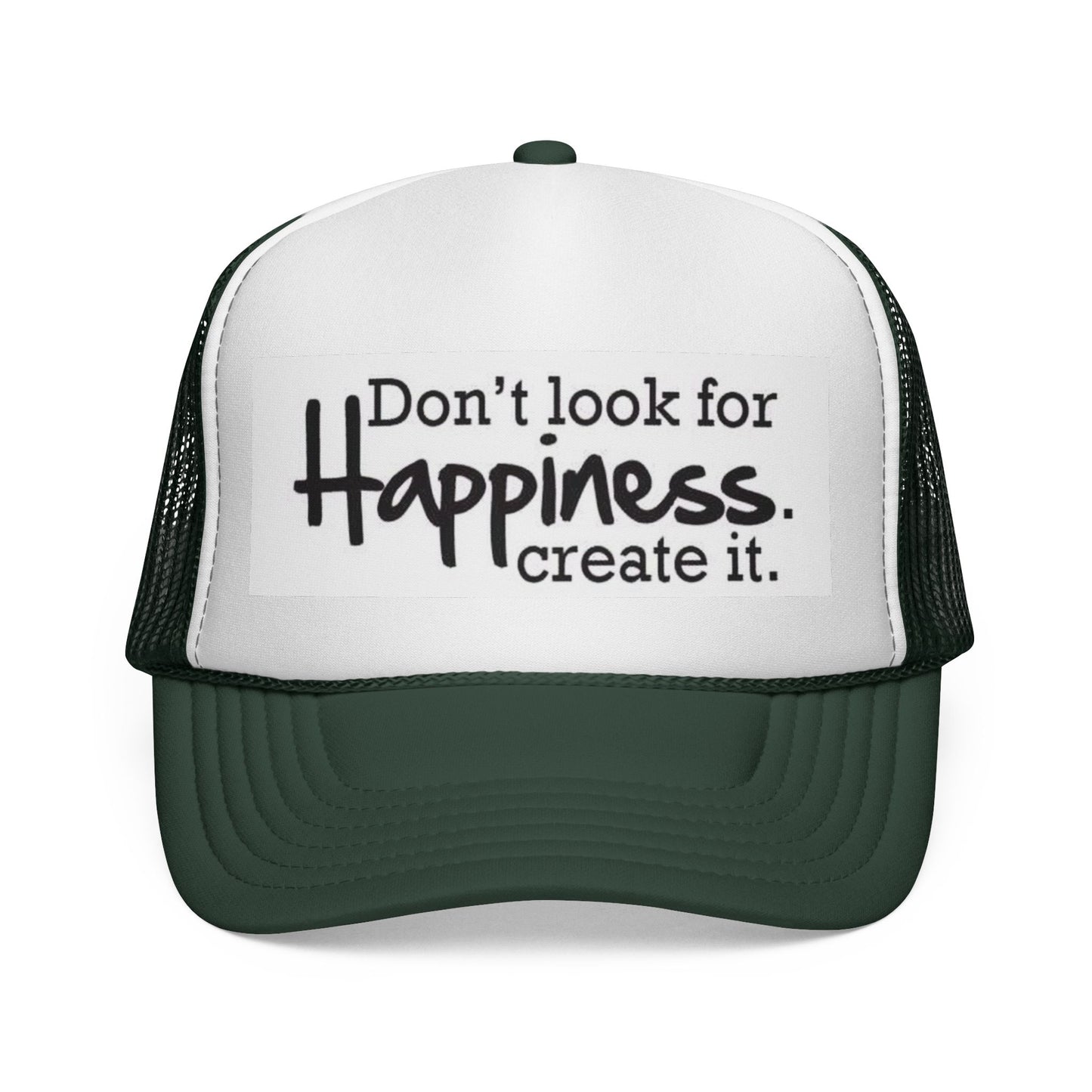 Inspirational Trucker Cap - Happiness Quote Hat, Gift for Outdoors, Motivational Headwear, Casual Style, Trendy Accessory