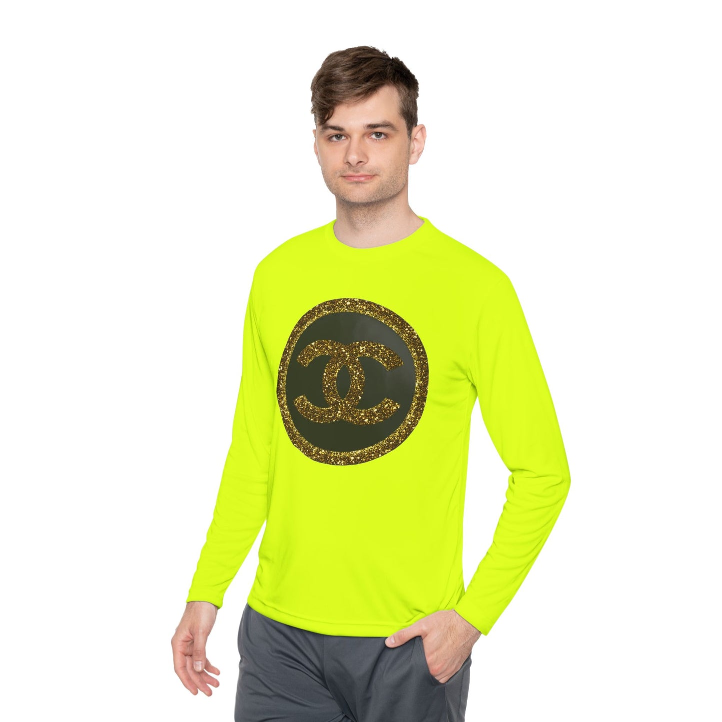 Gold Glitter Interlocking Logo Long Sleeve Tee
