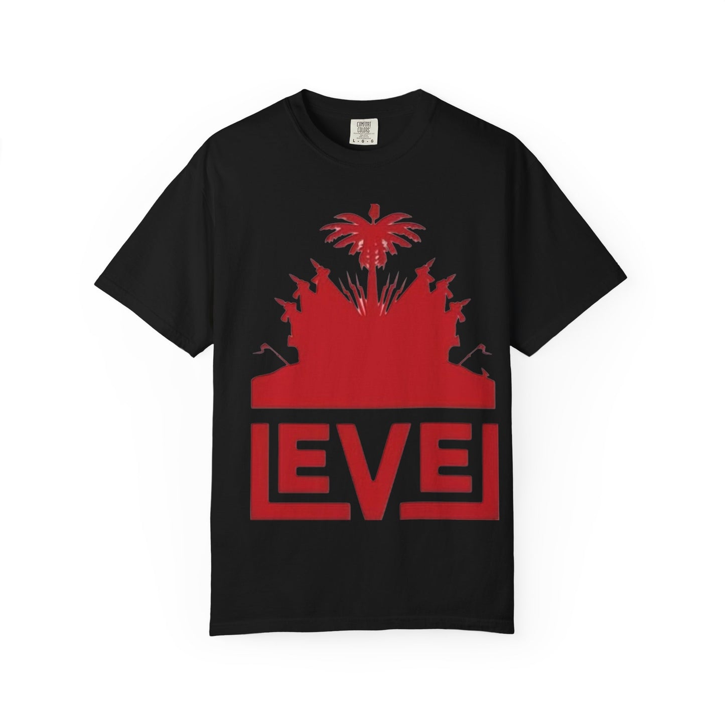 haiti Garment-Dyed T-Shirt with 'LEVEL' Design, Casual Wear, Street Style Tee, Gift for Gamers, Unique Graphic Shirt
