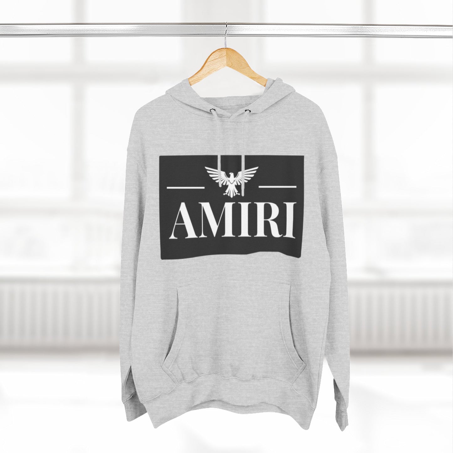 Amiri Logo Hoodie — Graphic Fleece Pullover with Eagle Emblem