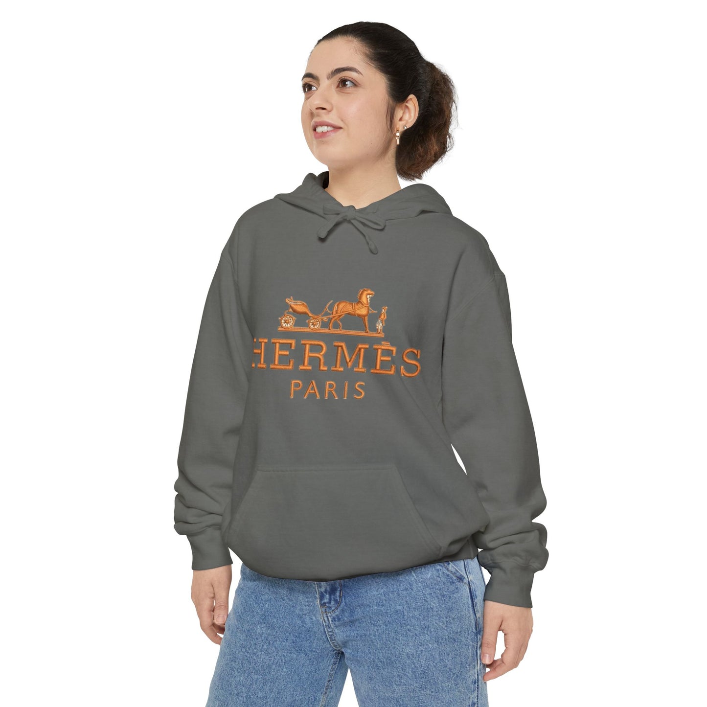Hermès Paris Unisex Garment-Dyed Hoodie - Stylish Relaxed Fit