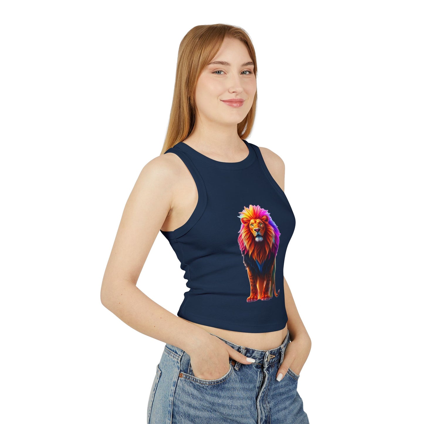 Women's Racer Tank Top — Colorful Pride Lion Graphic
