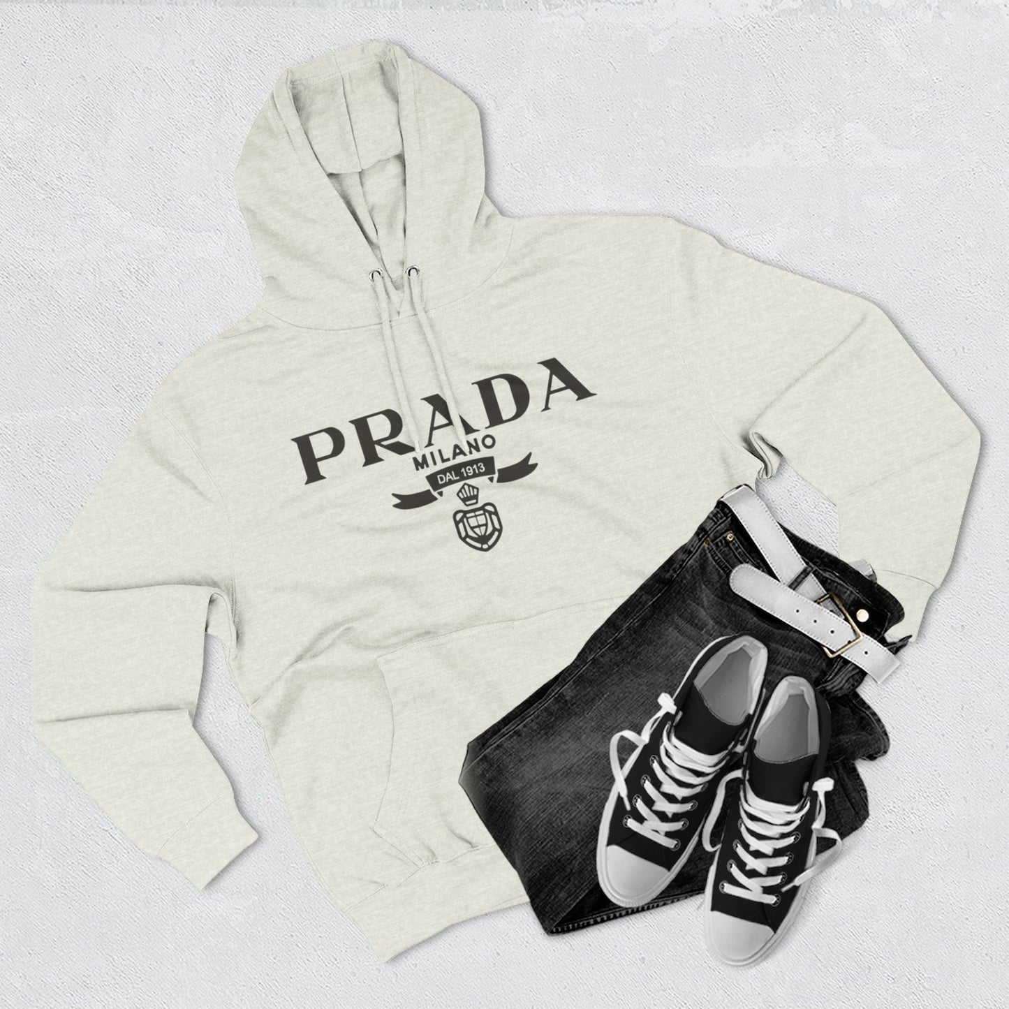 Designer Logo Hoodie - PRADA Milano Inspired Fleece Pullover
