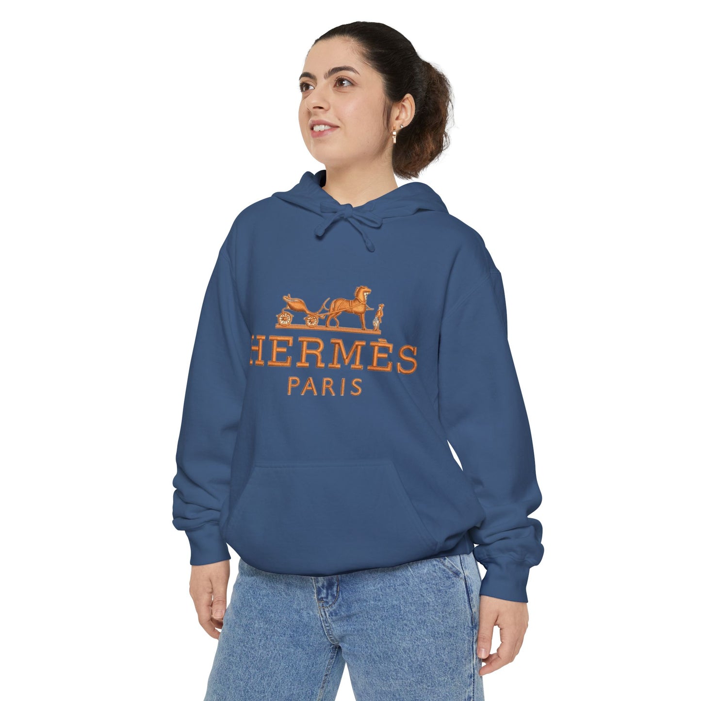 Hermès Paris Unisex Garment-Dyed Hoodie - Stylish Relaxed Fit