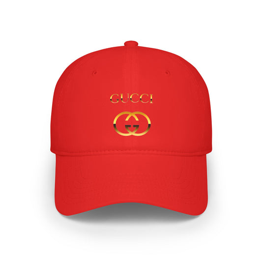 Luxurious Red Gucci-Inspired Low Profile Baseball Cap