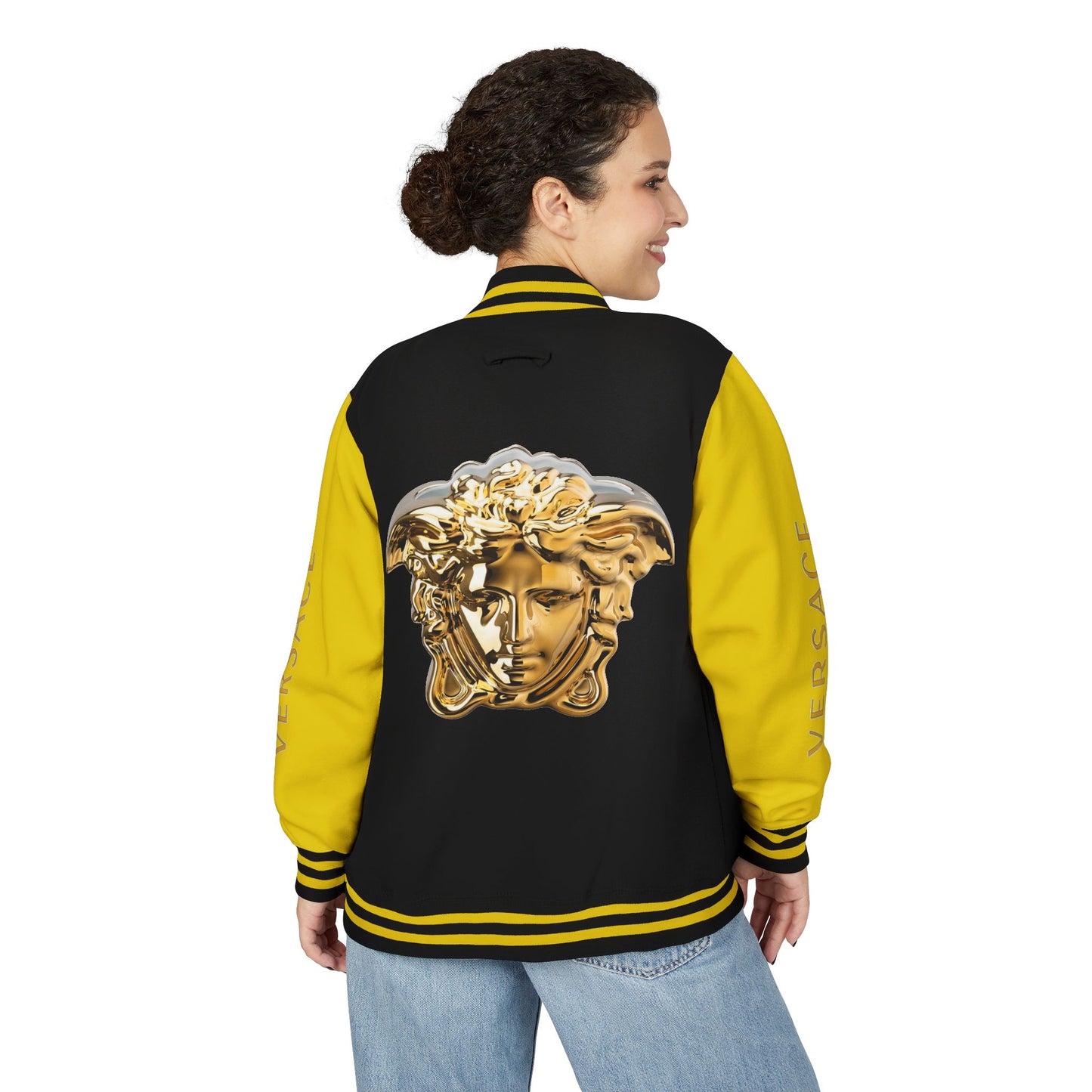 Versace-Style Unisex Heavyweight Letterman Jacket | Vintage Streetwear, Casual Fashion, Layering, Gift for Fashion Lovers, Unique Outerwear