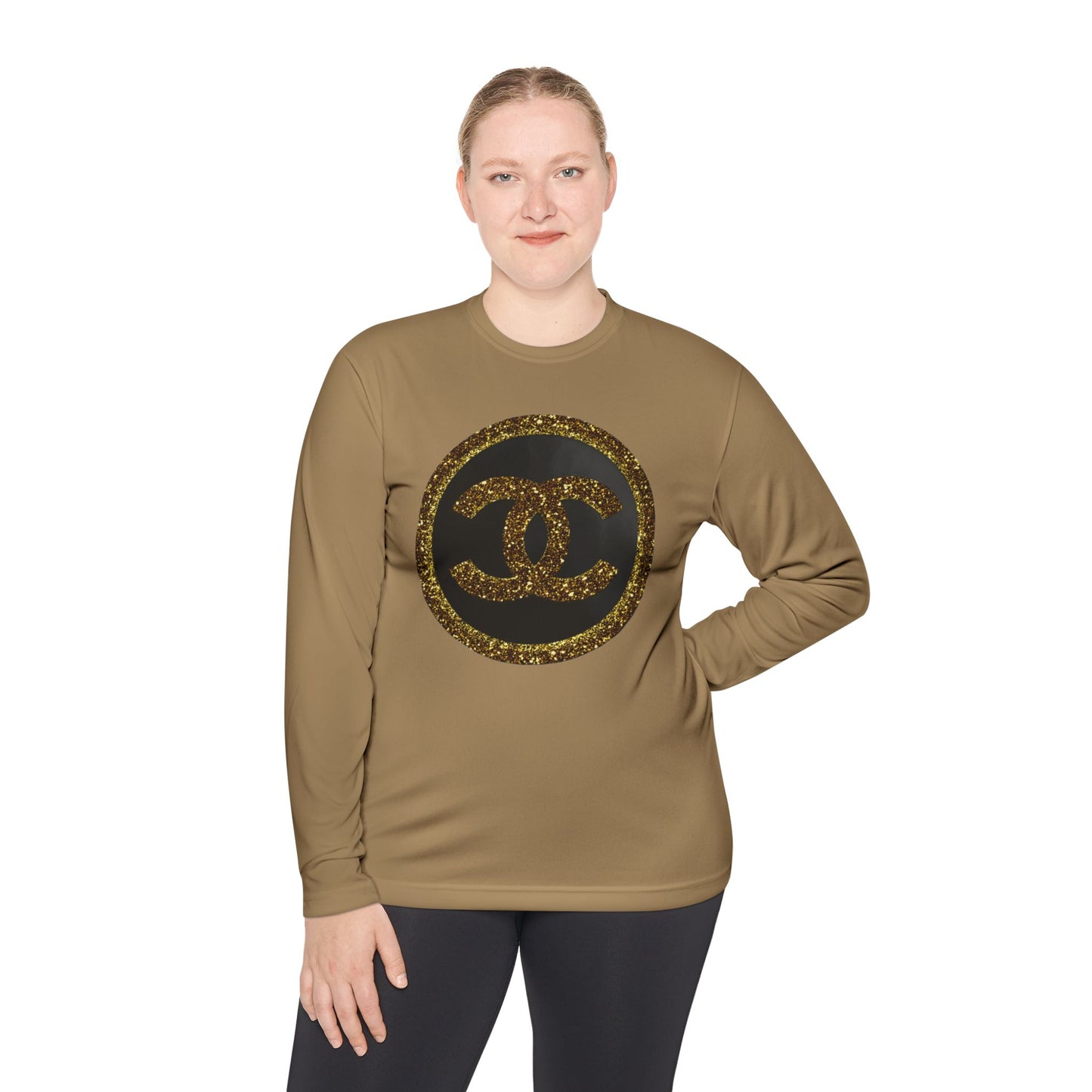 Gold Glitter Interlocking Logo Long Sleeve Tee