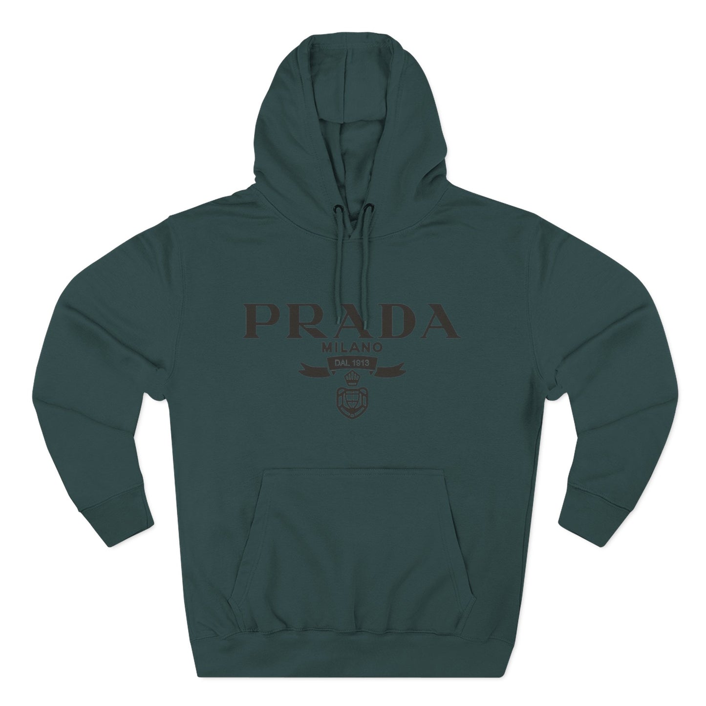Designer Logo Hoodie — PRADA Milano Graphic Fleece Pullover