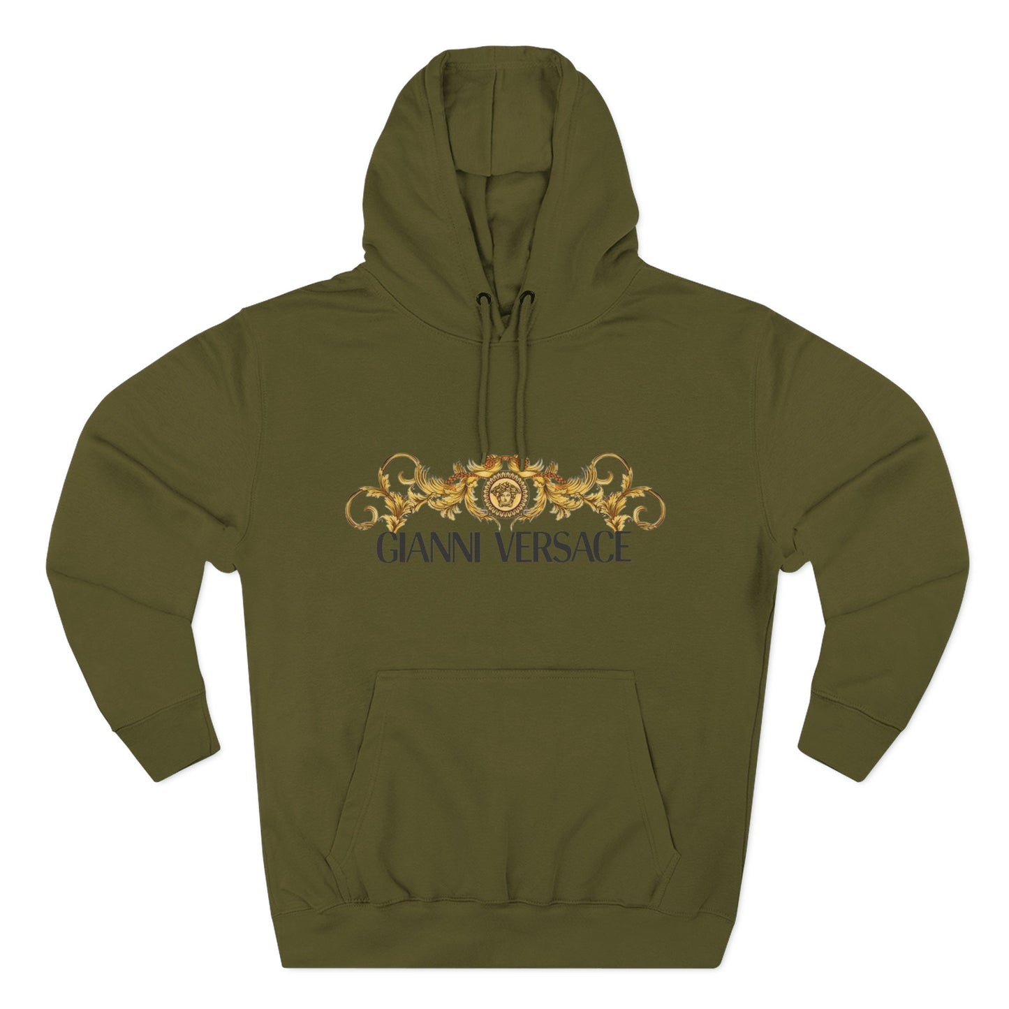 Gianni Versace Gold Baroque Logo Hoodie — Luxury Graphic Fleece Pullover