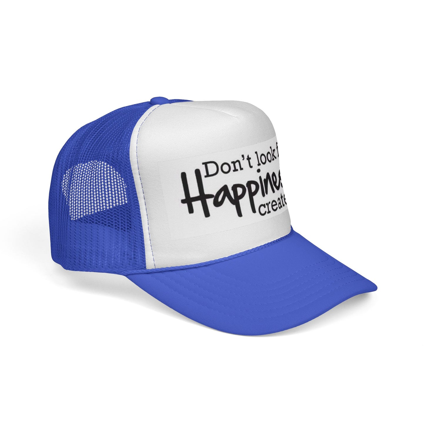 Inspirational Trucker Cap - Happiness Quote Hat, Gift for Outdoors, Motivational Headwear, Casual Style, Trendy Accessory