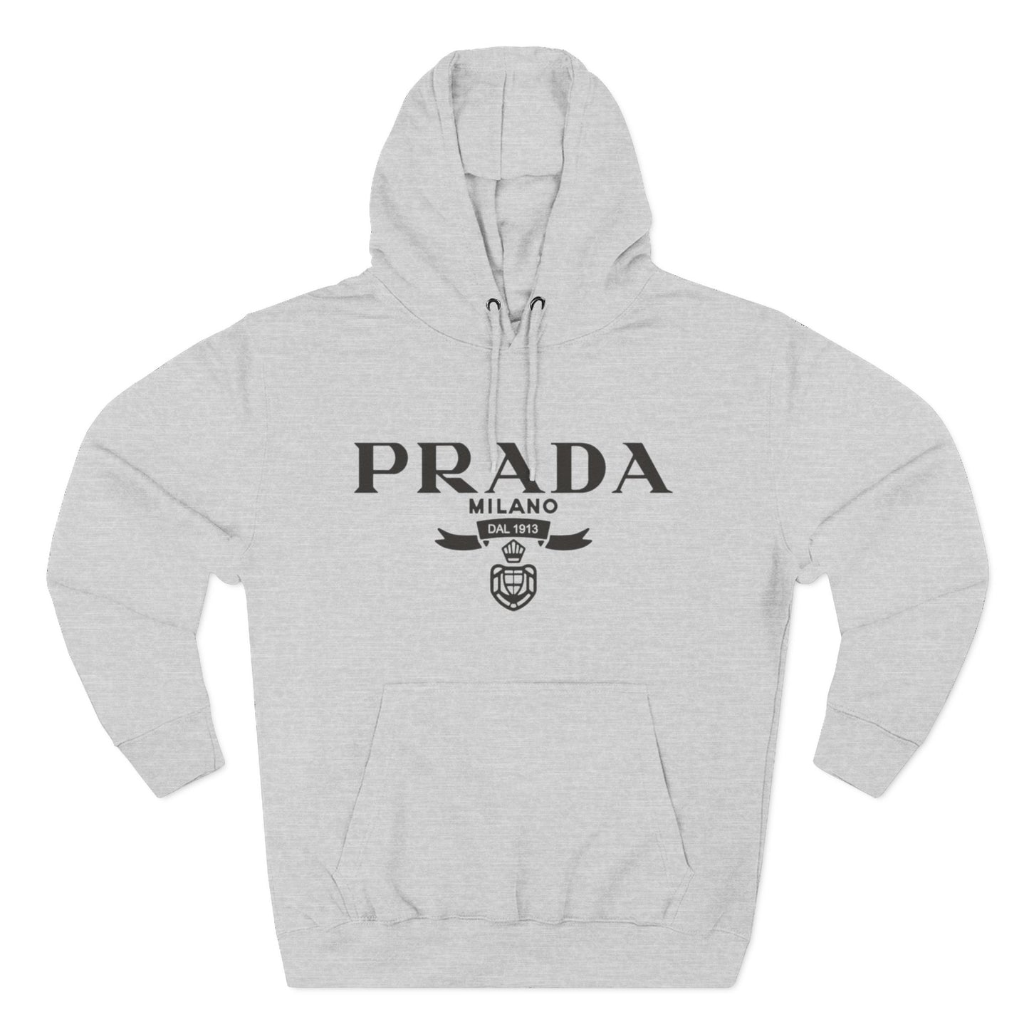 Designer Logo Hoodie — PRADA Milano Graphic Fleece Pullover