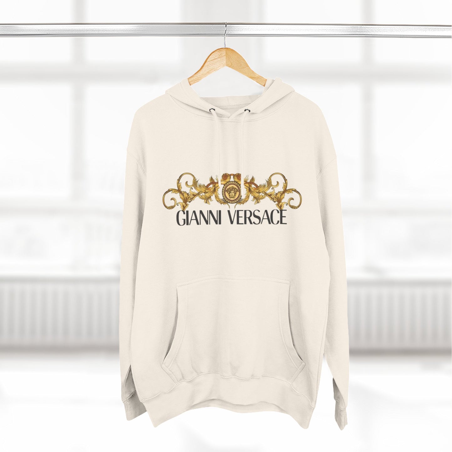 Gianni Versace Gold Baroque Logo Hoodie — Luxury Graphic Fleece Pullover
