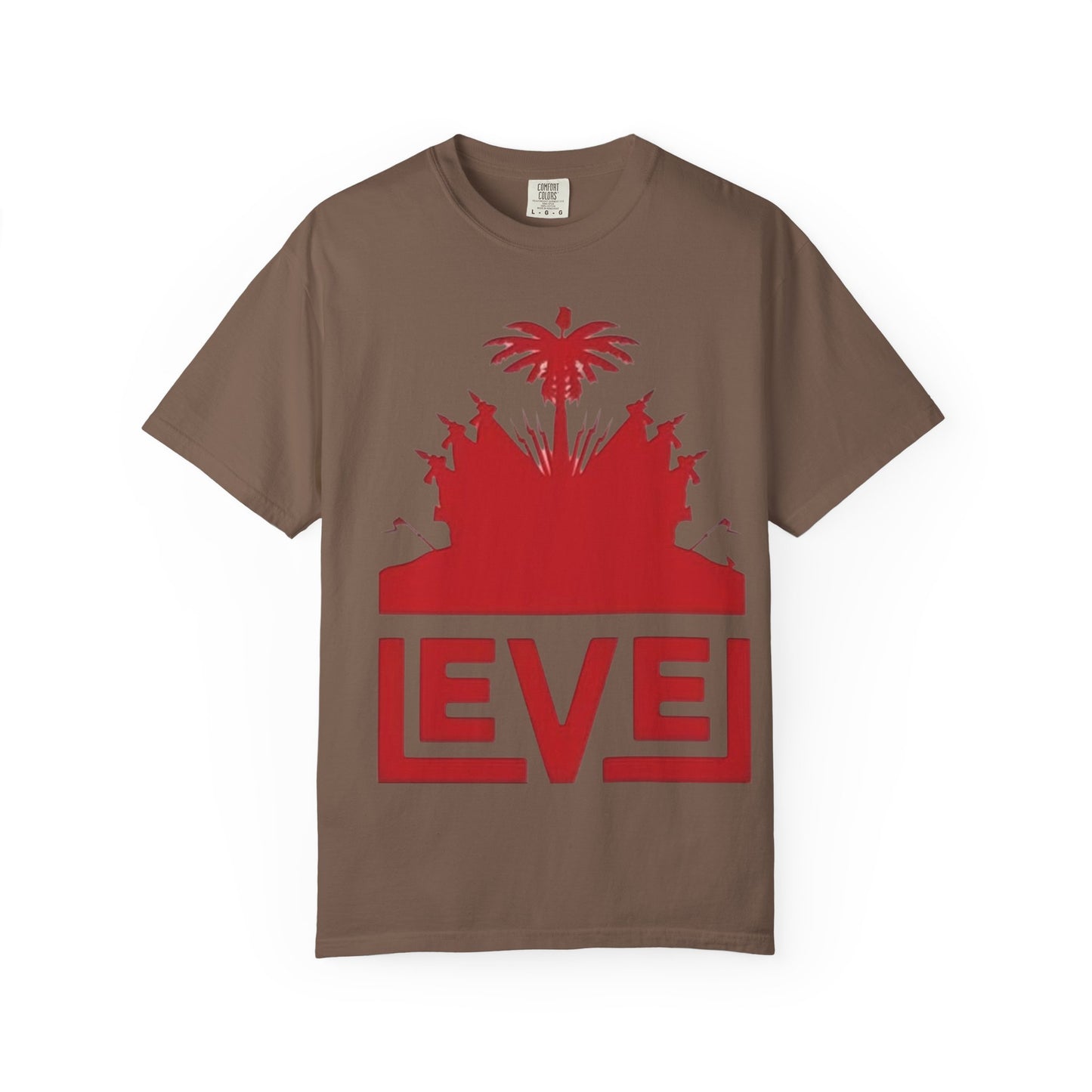 haiti Garment-Dyed T-Shirt with 'LEVEL' Design, Casual Wear, Street Style Tee, Gift for Gamers, Unique Graphic Shirt