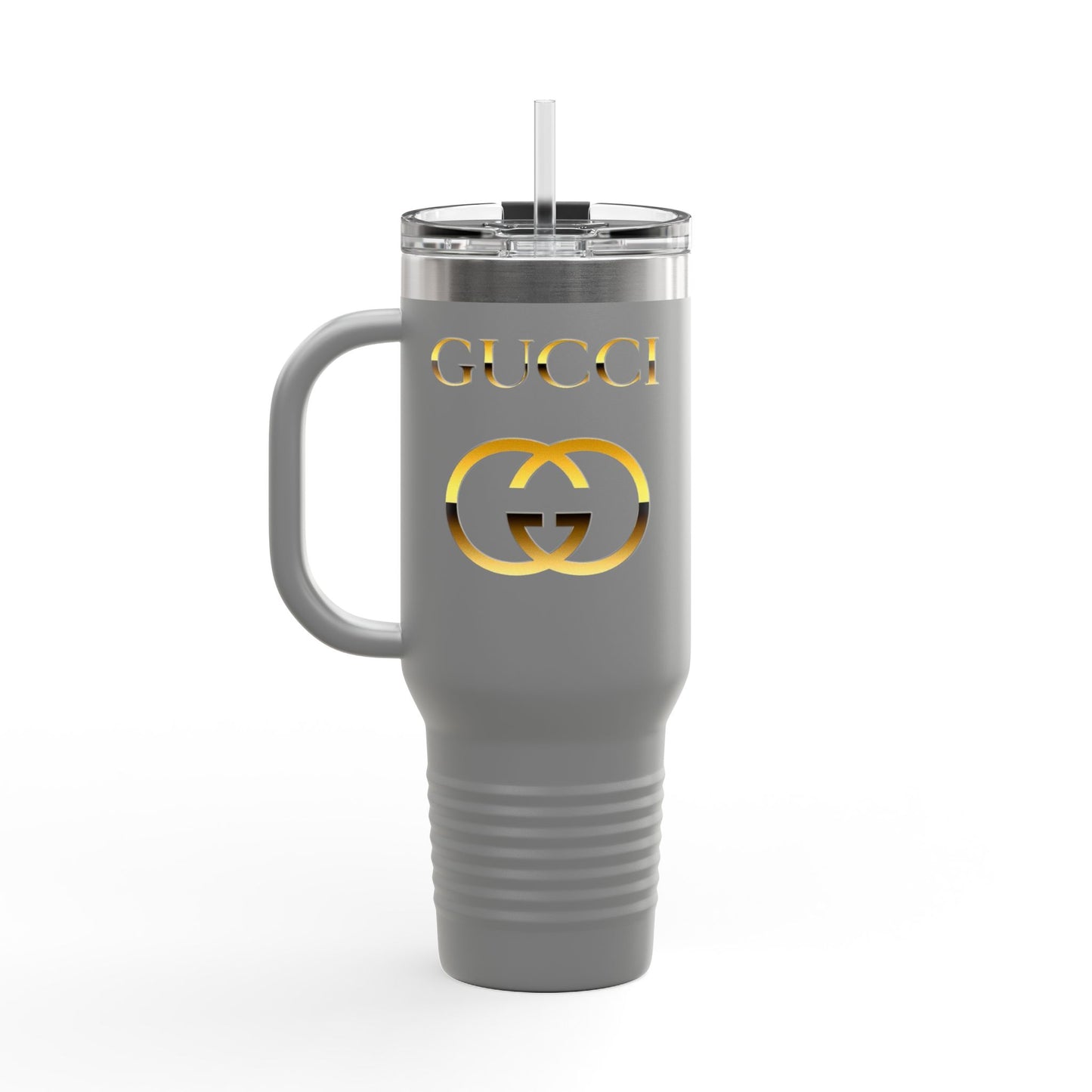 40oz Insulated Travel Mug — White Gold Designer Logo Tumbler