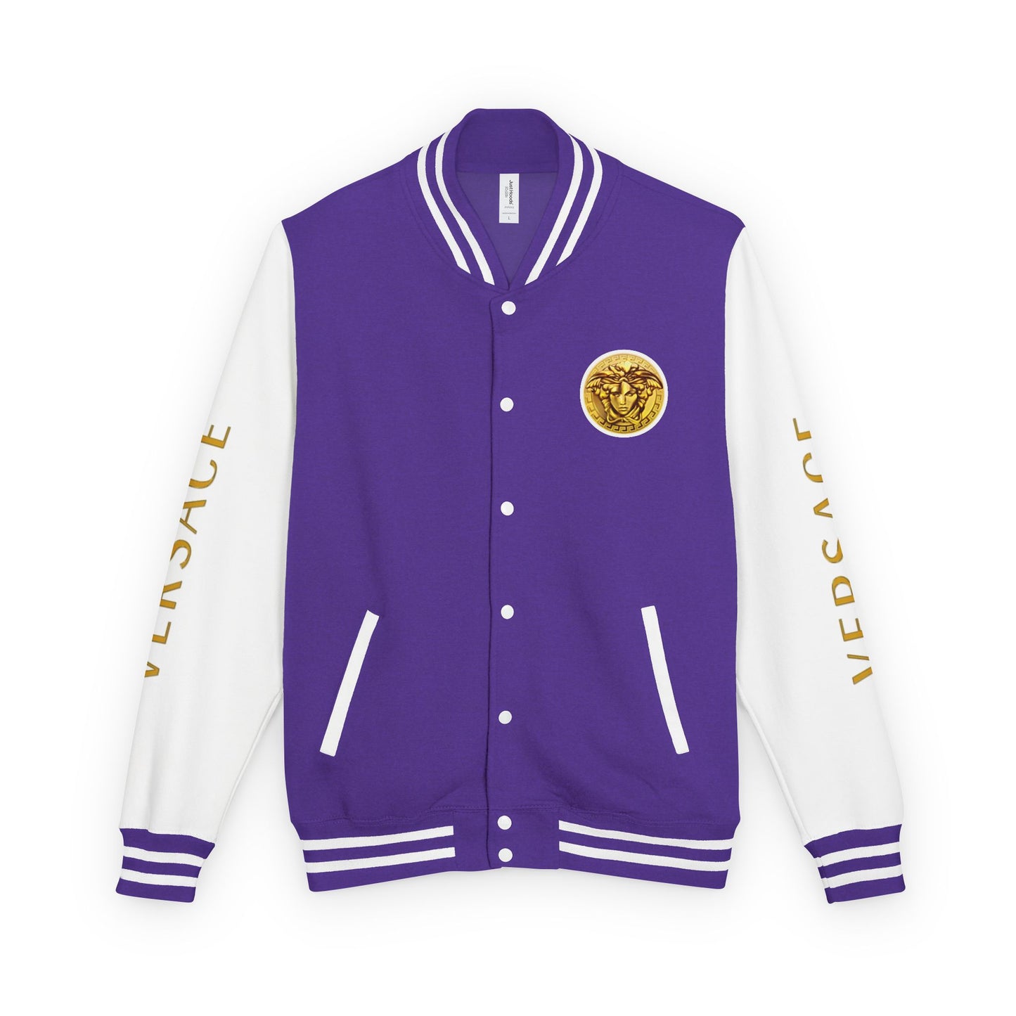 Versace-Style Unisex Heavyweight Letterman Jacket | Vintage Streetwear, Casual Fashion, Layering, Gift for Fashion Lovers, Unique Outerwear