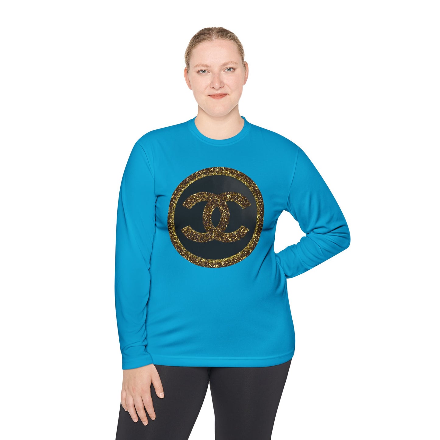 Gold Glitter Interlocking Logo Long Sleeve Tee