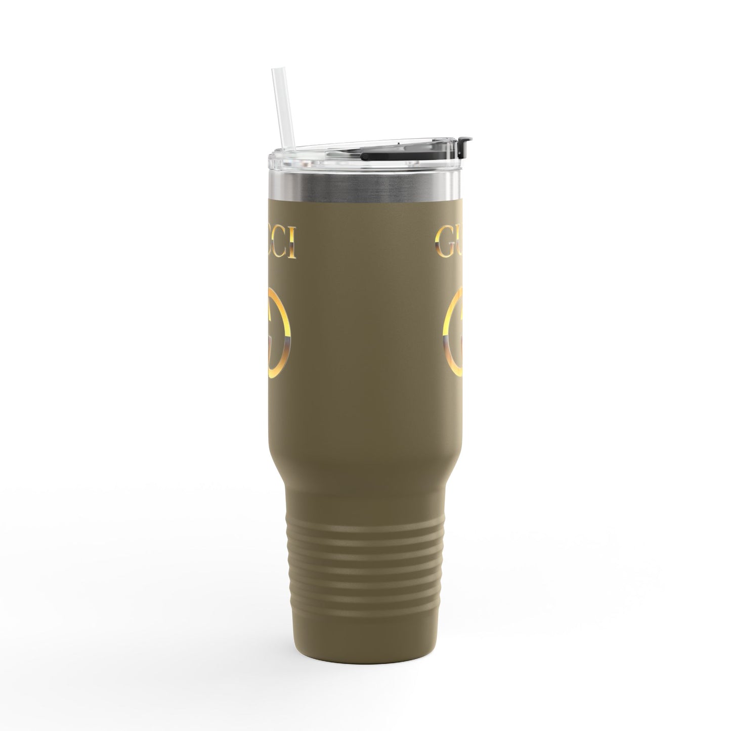 40oz Insulated Travel Mug — White Gold Designer Logo Tumbler