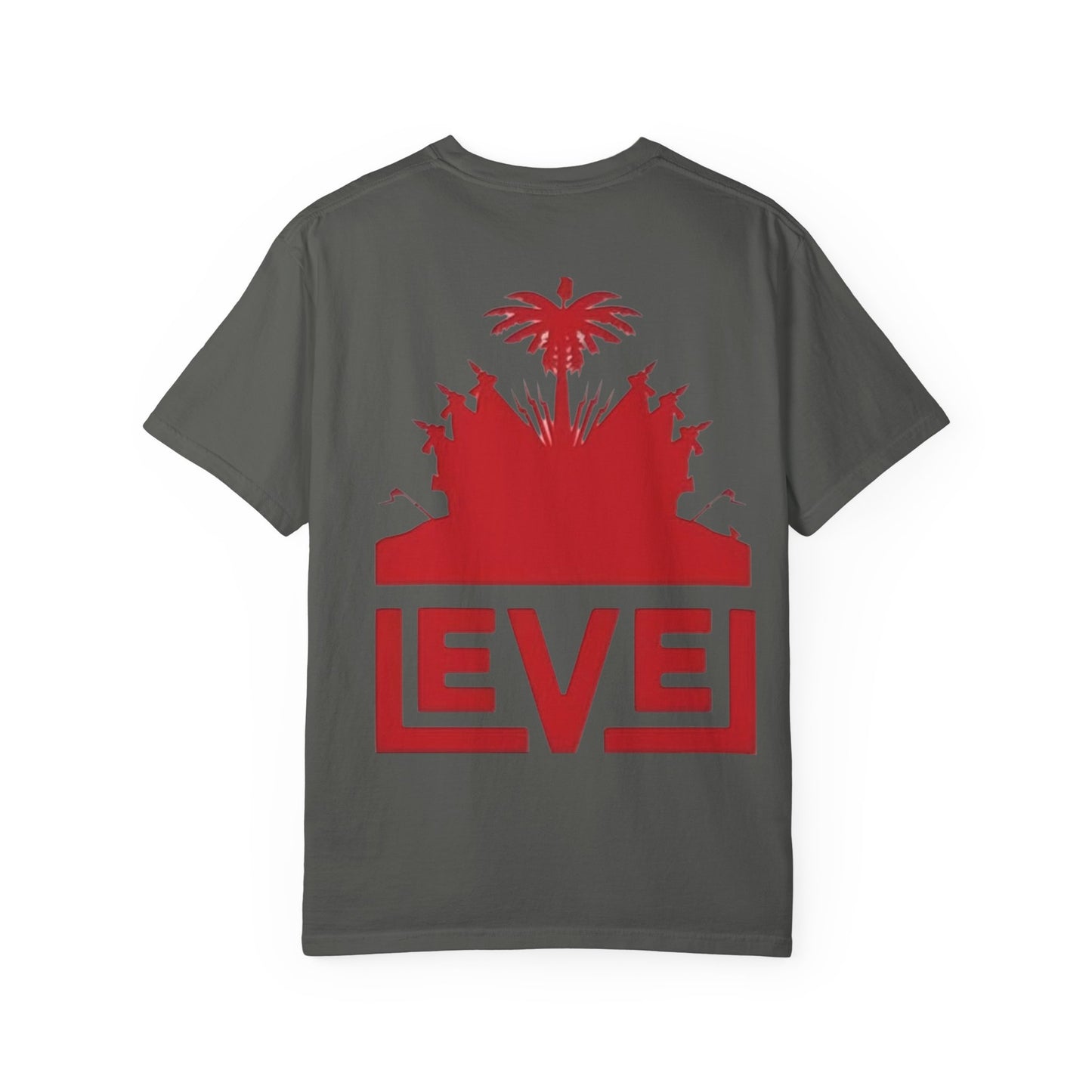 haiti Garment-Dyed T-Shirt with 'LEVEL' Design, Casual Wear, Street Style Tee, Gift for Gamers, Unique Graphic Shirt