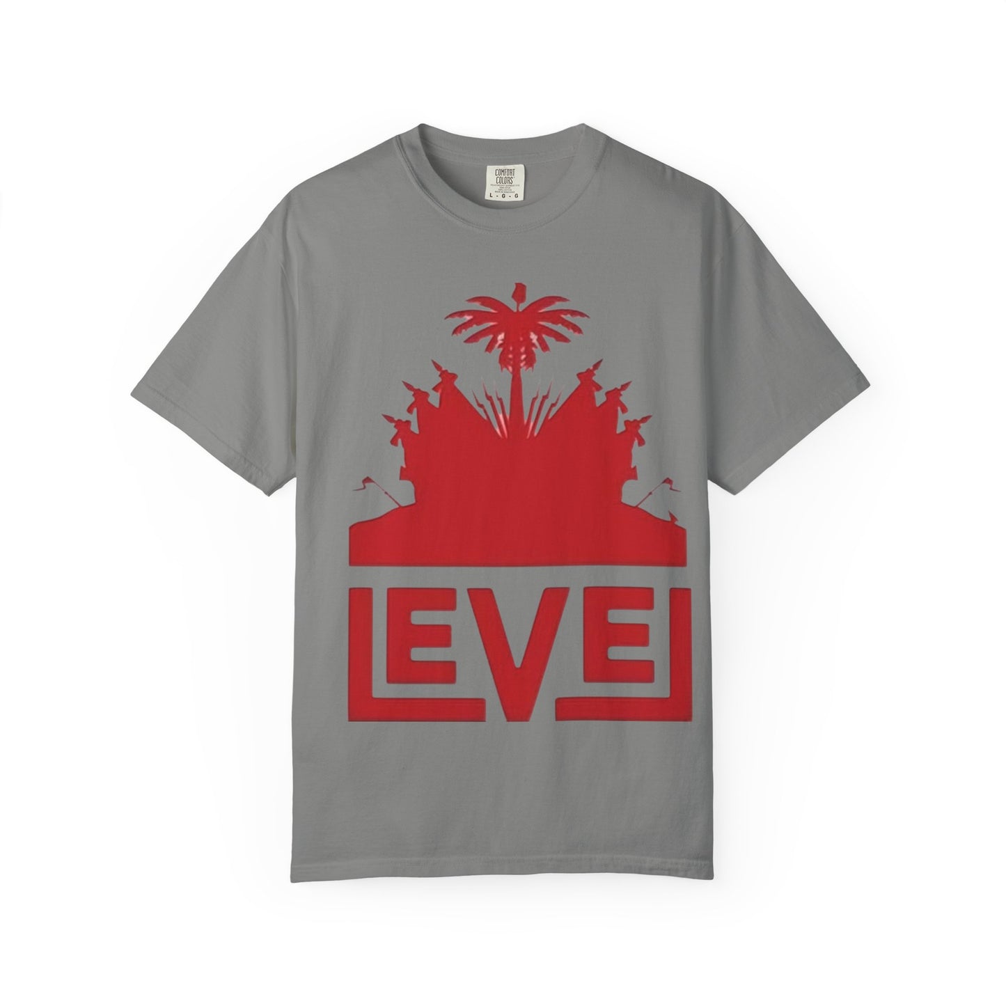 haiti Garment-Dyed T-Shirt with 'LEVEL' Design, Casual Wear, Street Style Tee, Gift for Gamers, Unique Graphic Shirt