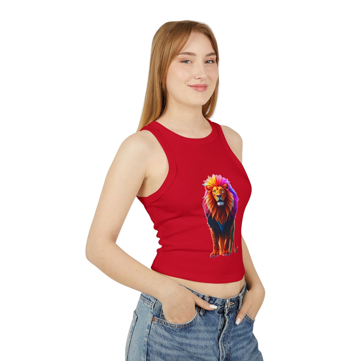 Women's Racer Tank Top — Colorful Pride Lion Graphic