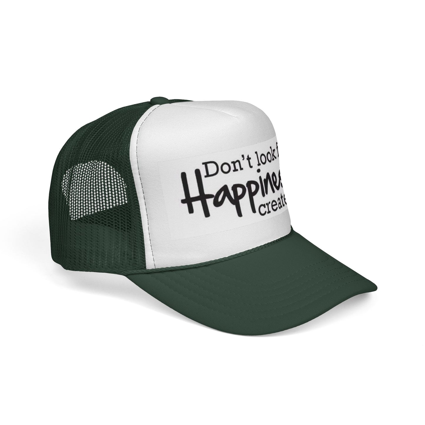 Inspirational Trucker Cap - Happiness Quote Hat, Gift for Outdoors, Motivational Headwear, Casual Style, Trendy Accessory