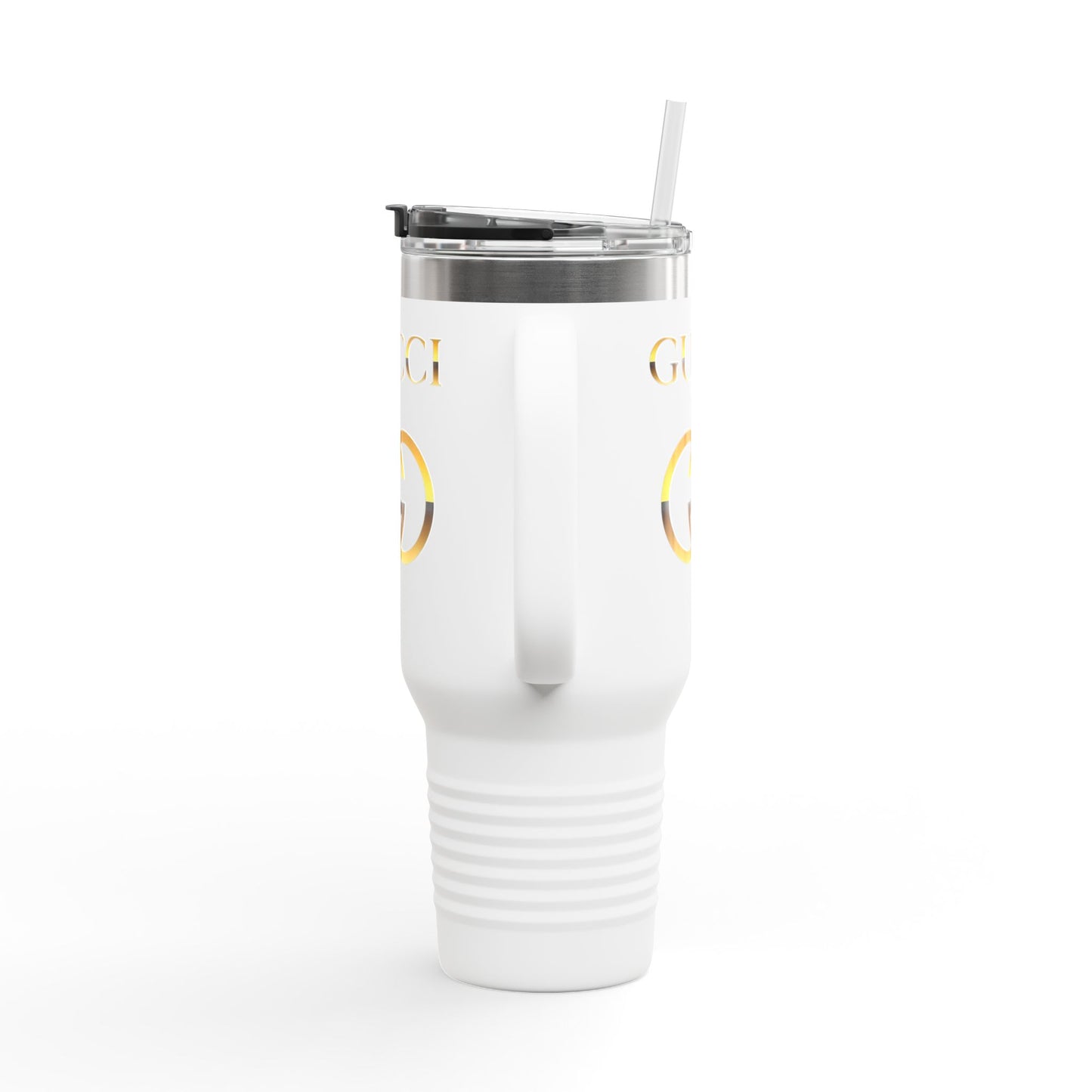 40oz Insulated Travel Mug — White Gold Designer Logo Tumbler