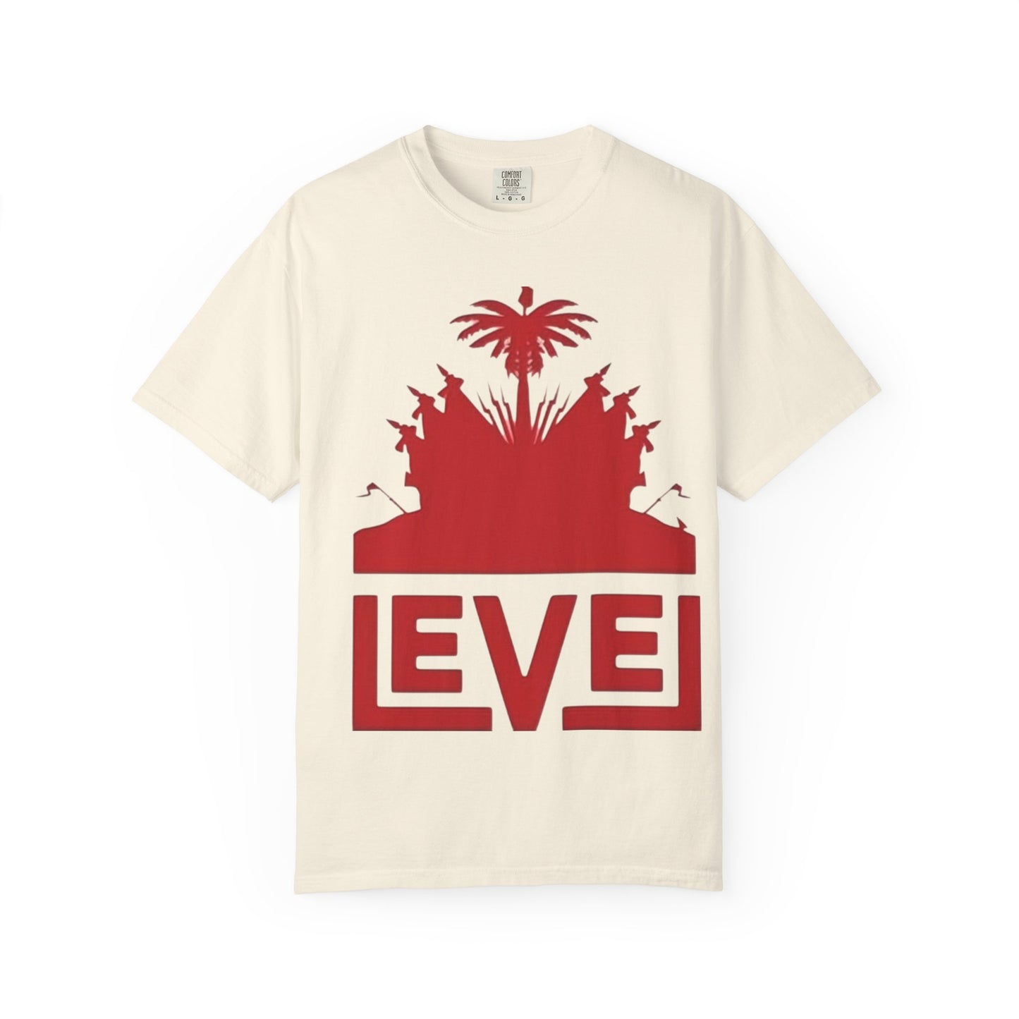 haiti Garment-Dyed T-Shirt with 'LEVEL' Design, Casual Wear, Street Style Tee, Gift for Gamers, Unique Graphic Shirt