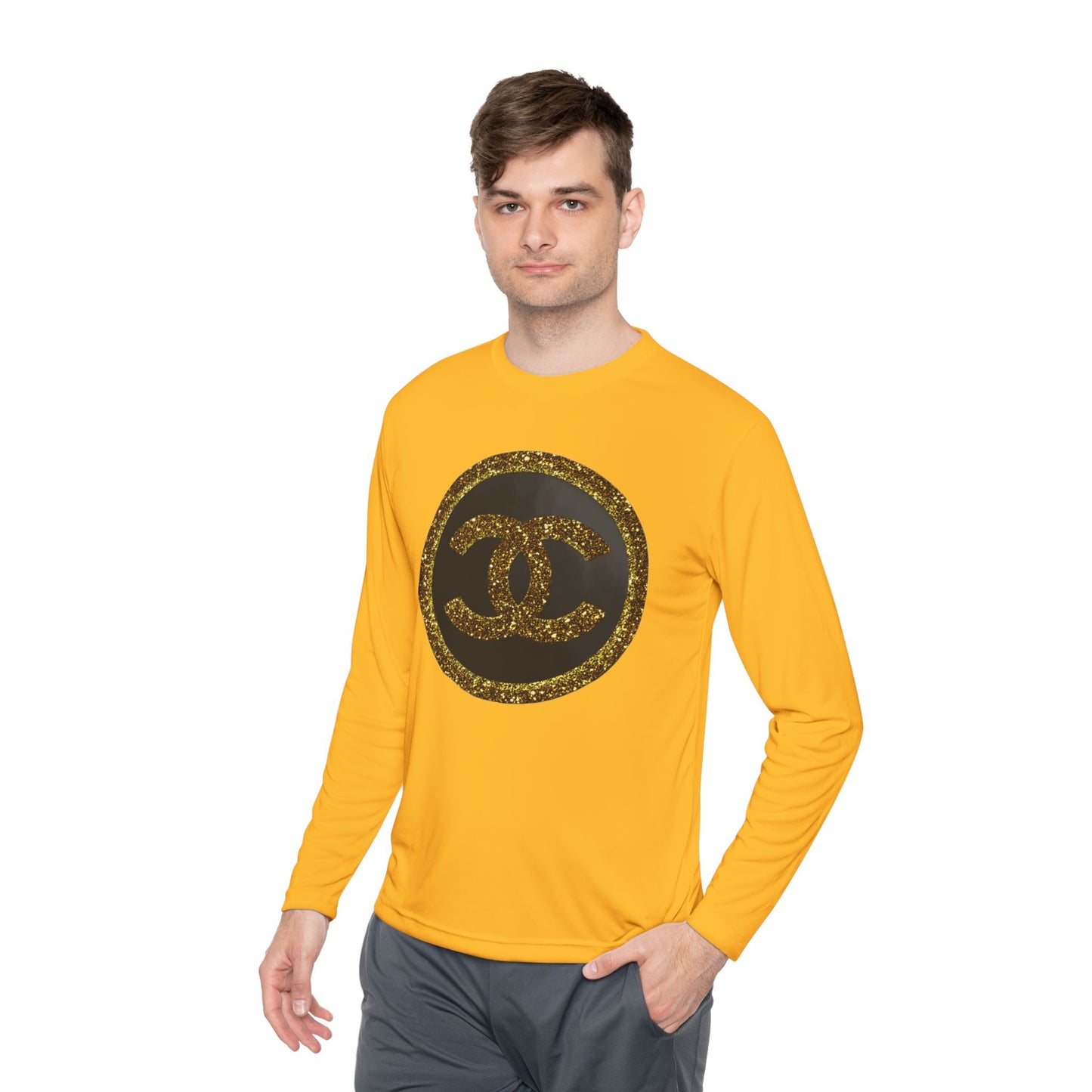 Gold Glitter Interlocking Logo Long Sleeve Tee