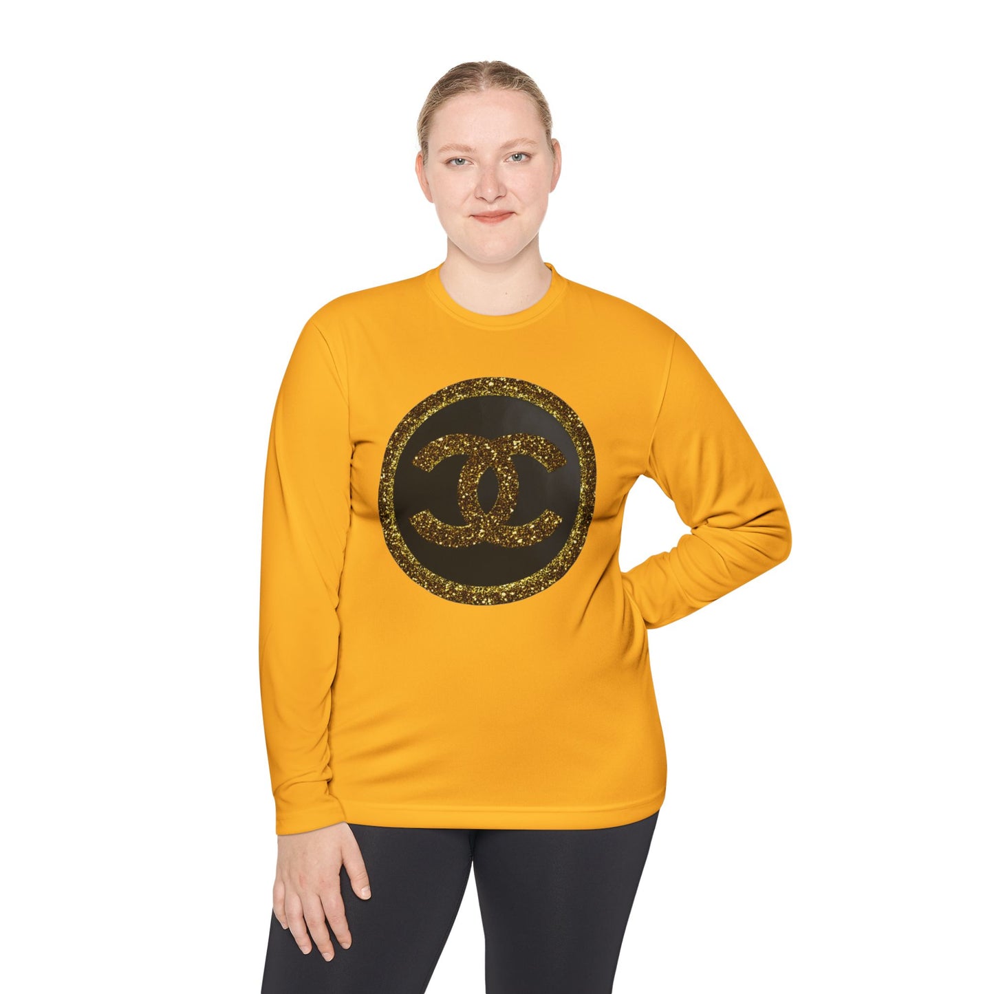 Gold Glitter Interlocking Logo Long Sleeve Tee