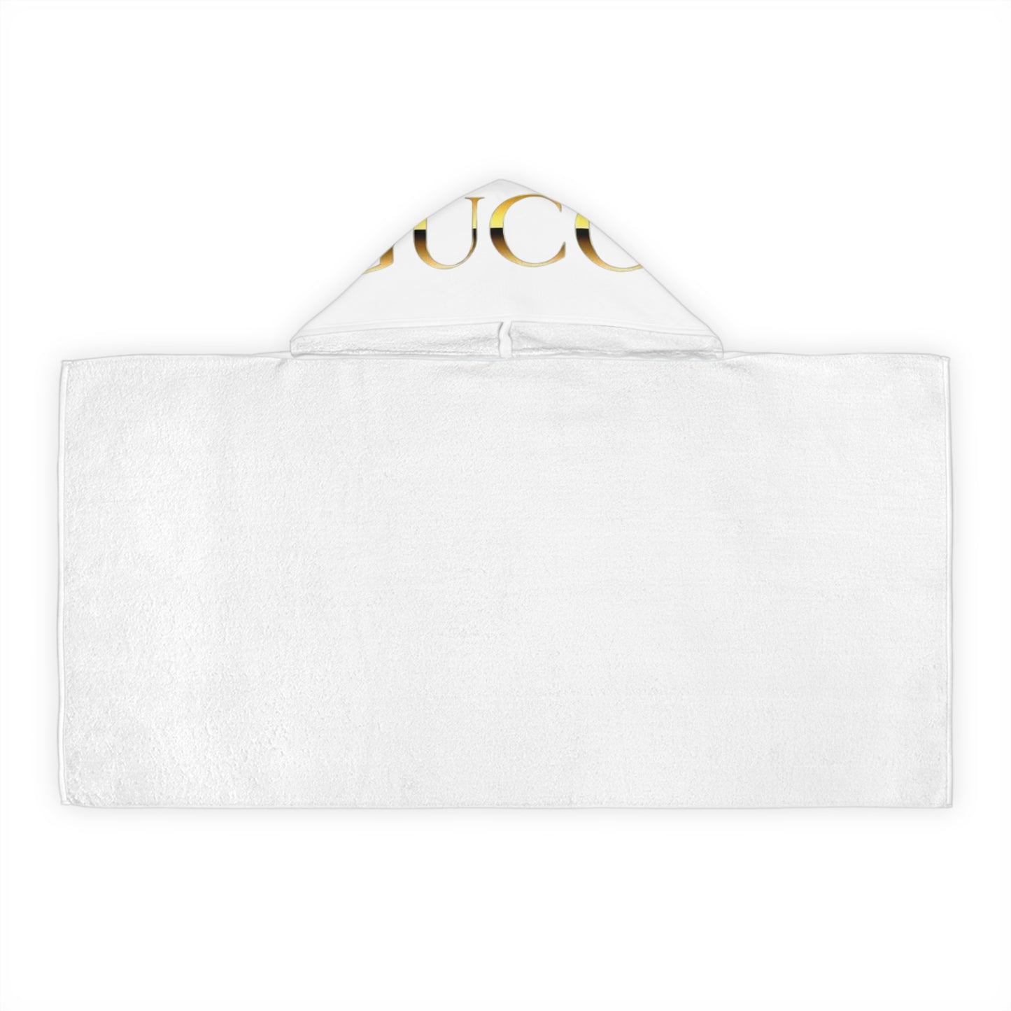 Youth Hooded Towel — Gold "GUCCI" Luxe Logo Beach & Pool Wrap