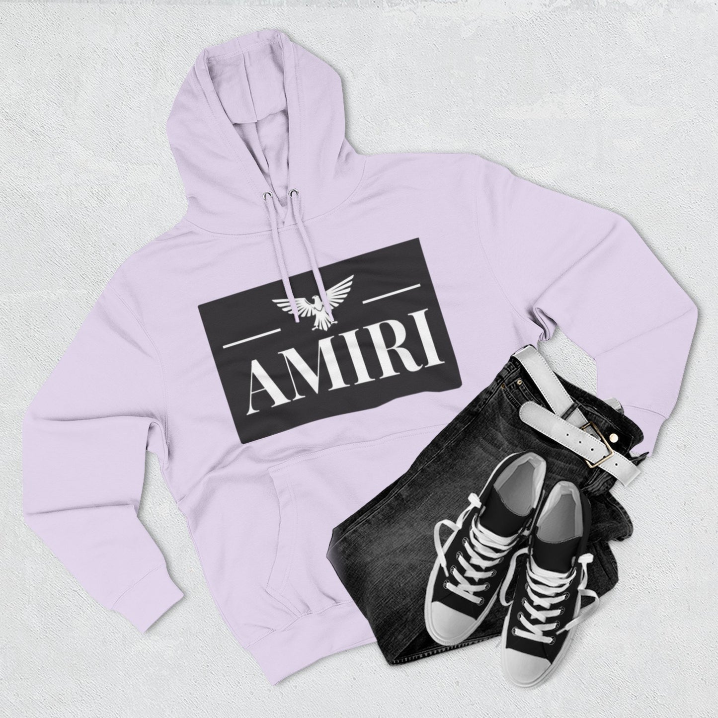 Amiri Logo Hoodie — Graphic Fleece Pullover with Eagle Emblem