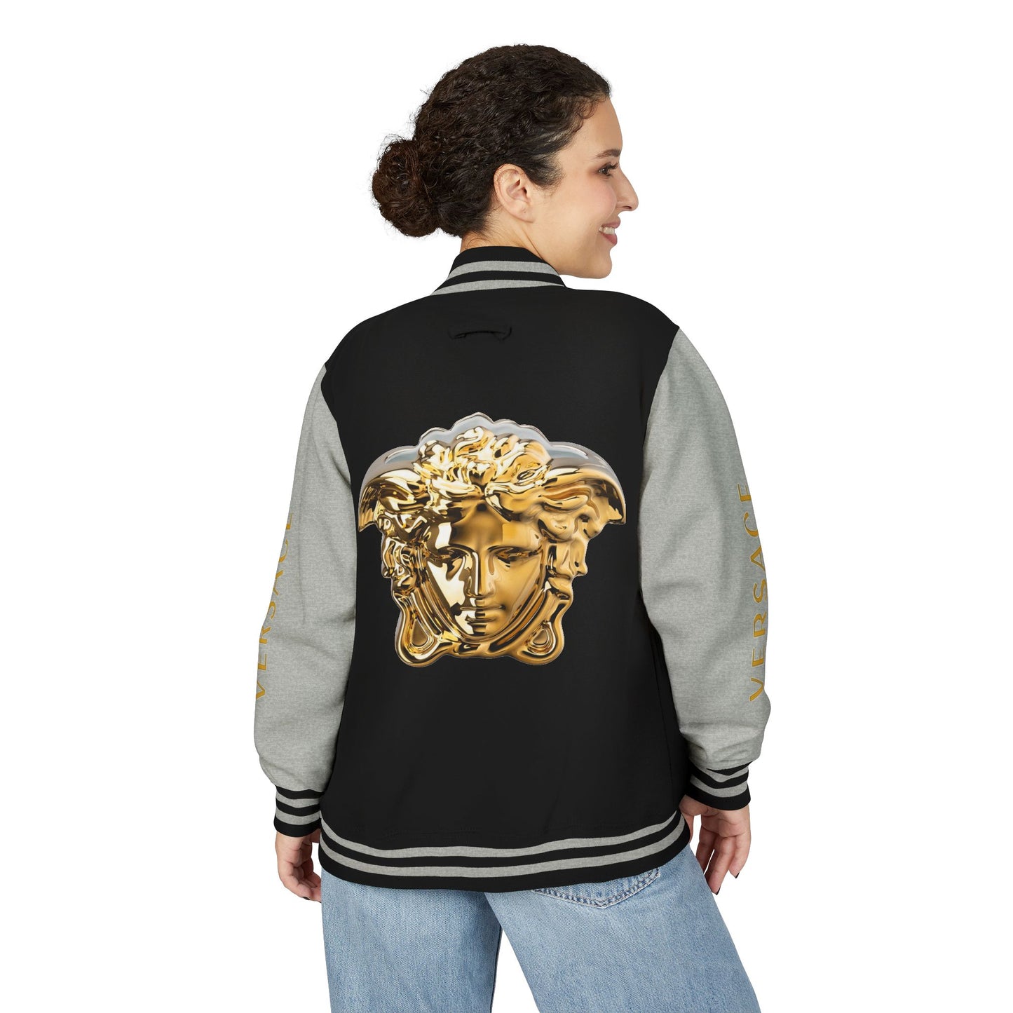 Versace-Style Unisex Heavyweight Letterman Jacket | Vintage Streetwear, Casual Fashion, Layering, Gift for Fashion Lovers, Unique Outerwear