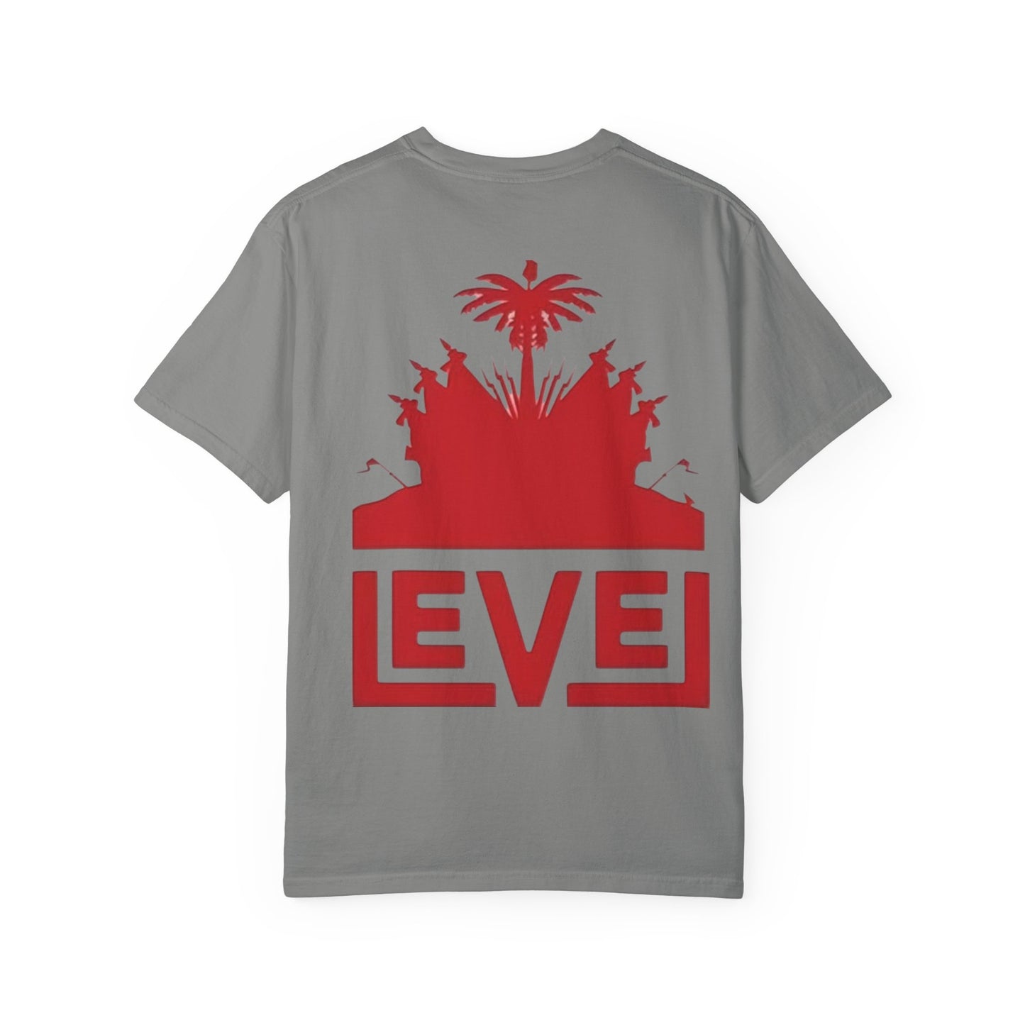 haiti Garment-Dyed T-Shirt with 'LEVEL' Design, Casual Wear, Street Style Tee, Gift for Gamers, Unique Graphic Shirt